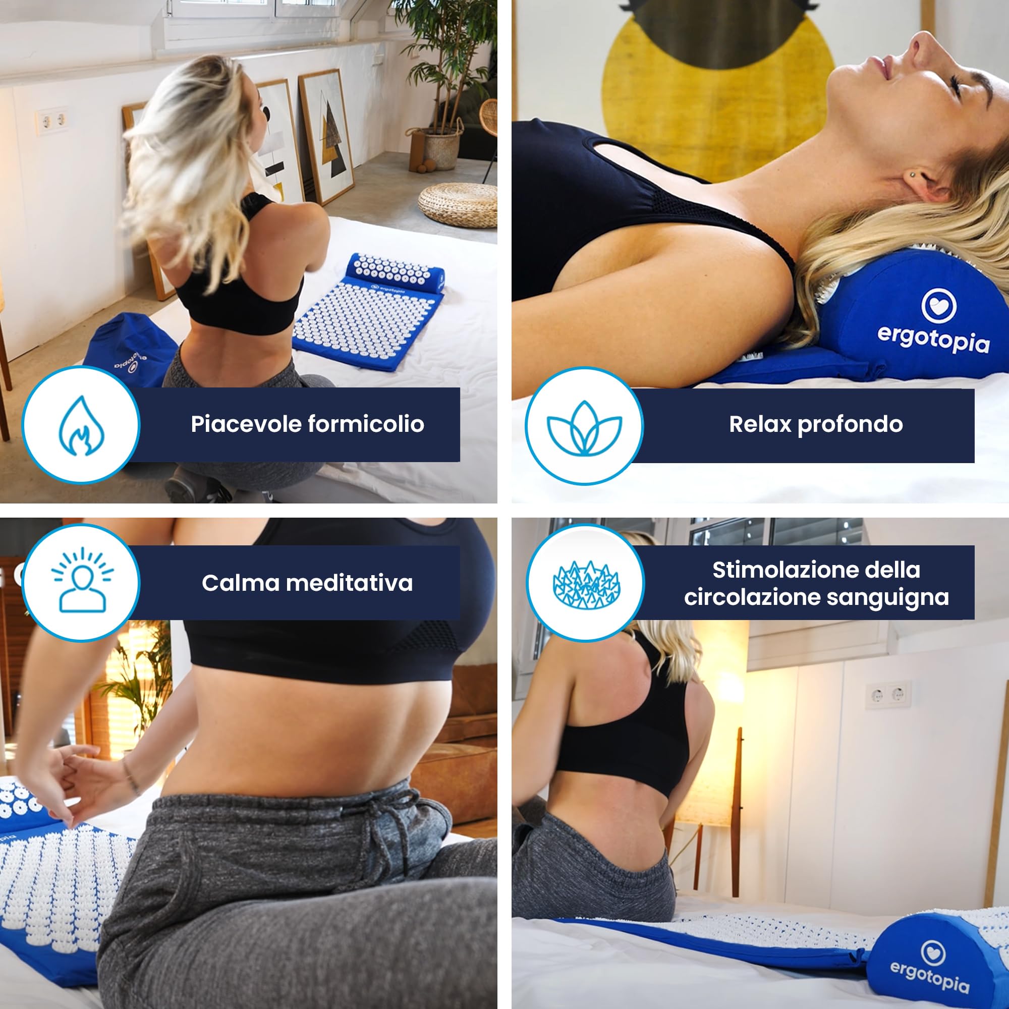 Ergotopia Tappetino agopressione con Cuscino Set per un Rilassante - Tappetino Massagiante per Rilassarsi e Migliorare la circolazione sanguigna