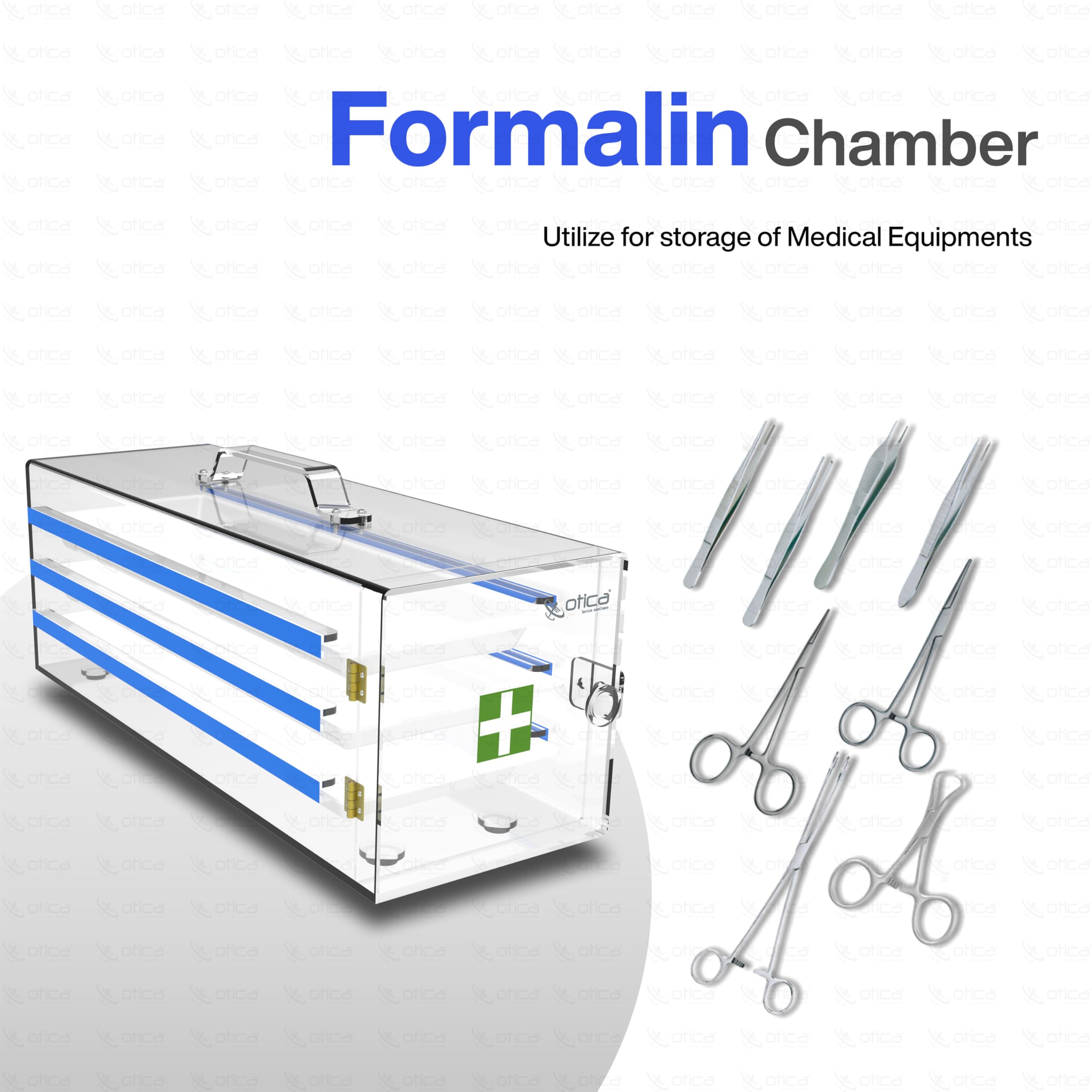 Otica Formalin Chamber Premium Quality with 5 mm Thick Material (28 inch with 3 Trays) - Image 5 thumbnail