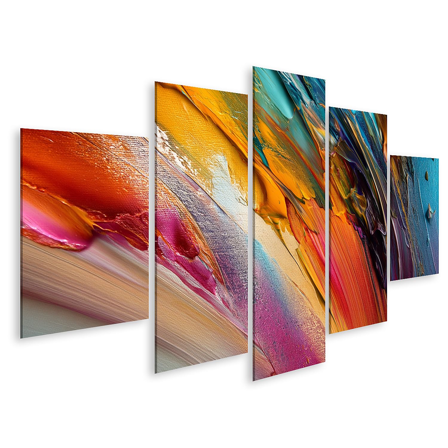 islandburner Bild auf Leinwand Faszinierende Farbexplosion Kunstdruck Wohnzimmer für Kunstliebhaber - 5-teilig