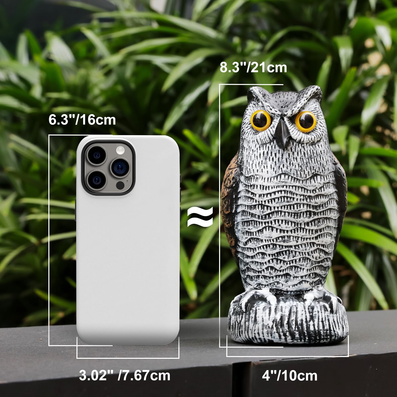 OFFO Owl Decoys to Scare Birds Away, Fake Decoy to Keep Pigeons Away, Bird Scare Devices Plastic Owl Scarecrow for Outdoor Garden, Yard Decorations,10 * 10 * 21cm,Brown and White — view 6
