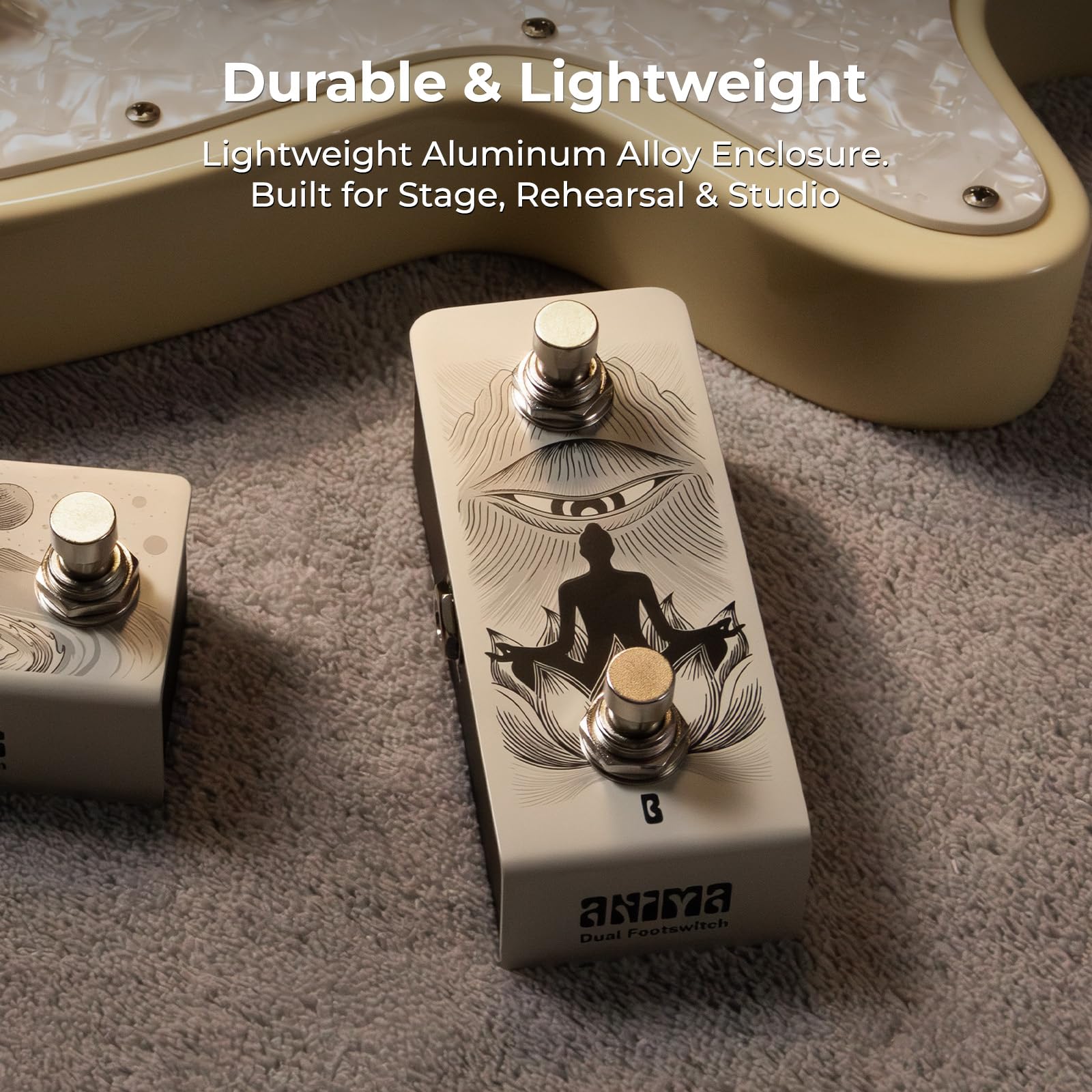 Anima Dual-Fußschalter-Pedal für kurzzeitige 2-Wege- und An-/Aus-Steuerung Ihres Musikinstrument-Controllers mit 6,35 mm TRS-Kabel (Anima Khaki)