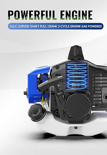 Miniatura 5 de WILD BADGER POWER - Desbrozadora de malezas de 26 cc a gas, recortadora de cuerdas 2 en 1 de 15 pulgadas con eje curvo, peso ligero de 9.9 libras