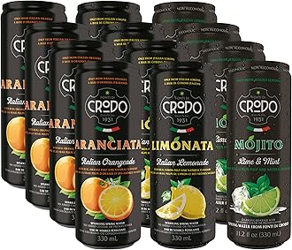 Niro Assortment | Fonti Di Crodo Variety | 3 Flavor Assortment | 4 Cans of Each Flavor- Limonata, Mojito, and Aranciata | 12 Cans Total | Includes Niro Can Sleeve