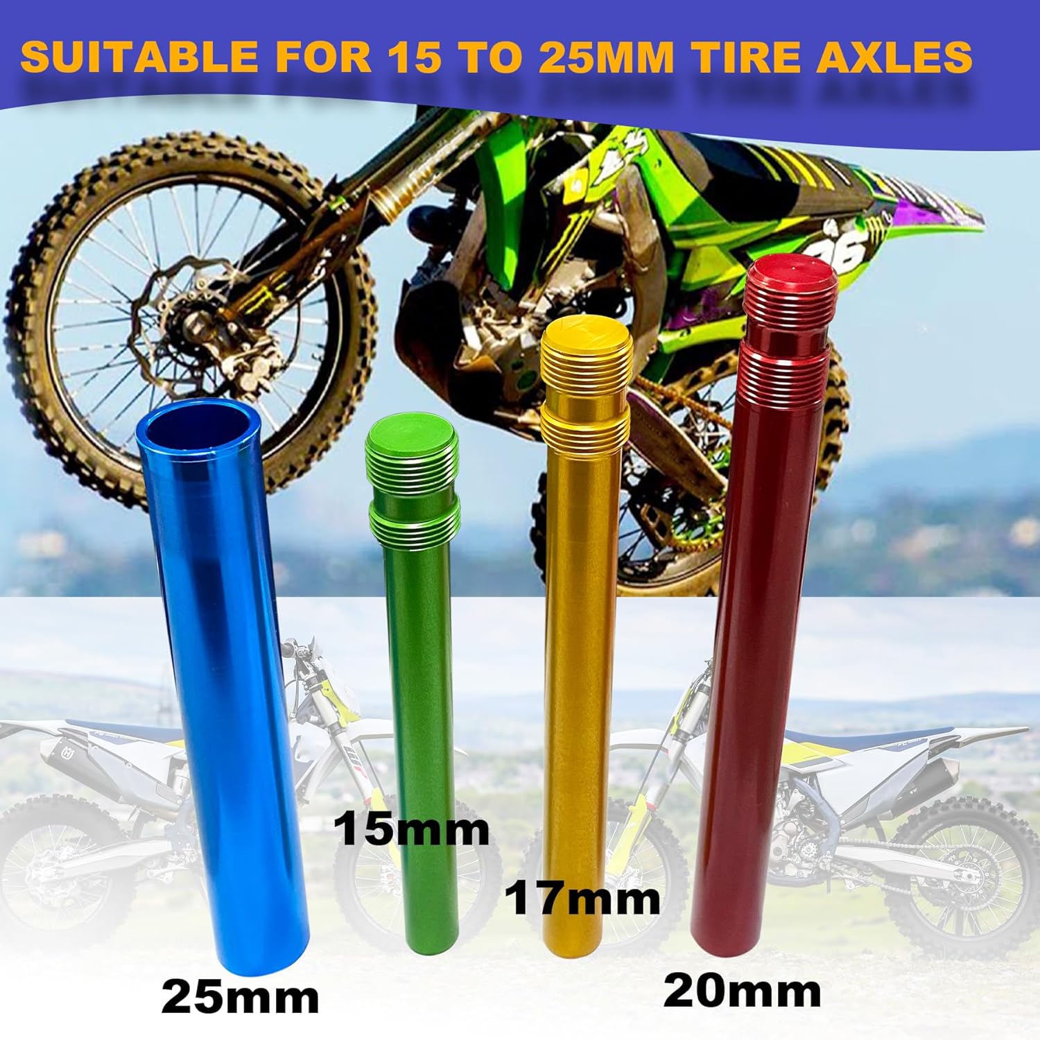 Dirt Bike Tire Changing Tools Complete Package for Motocross Enduro Compact Dirt Bike Tire Changer for 16" to 21" Wheels Quick Easy Mount 15mm to 25 mm Axles (Puller kit)