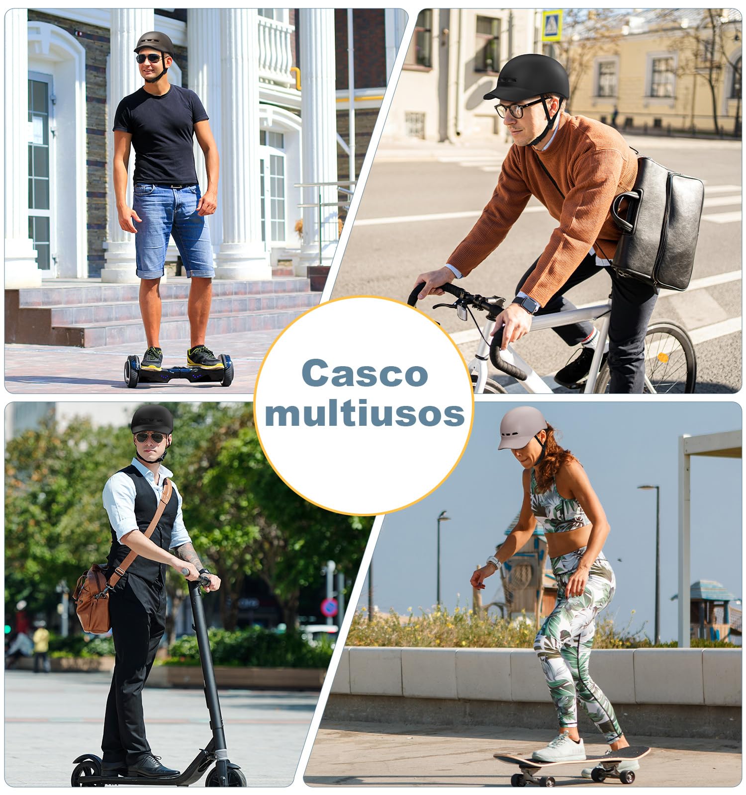 Shinmax Casco Bicicleta Adulto con Visera Casco Bici Urbano para Hombre y Mujer Casco Patinete Protección de la Seguridad Casco de Ciclismo Ciudad Scooter Carretera Montaña Ajustable Tamaño 57-62cm