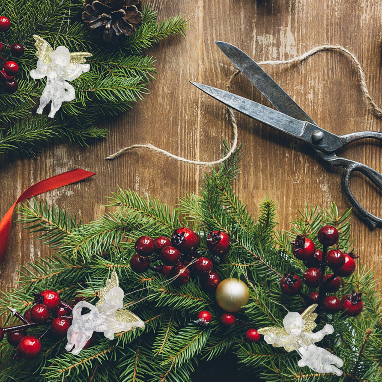 120 Adornos Colgantes De Ángel De Navidad: Adornos De Ángel Colgantes con Alas Doradas Colgantes para Árbol De Navidad para Fiesta De Navidad Decoración Navideña De Año Nuevo
