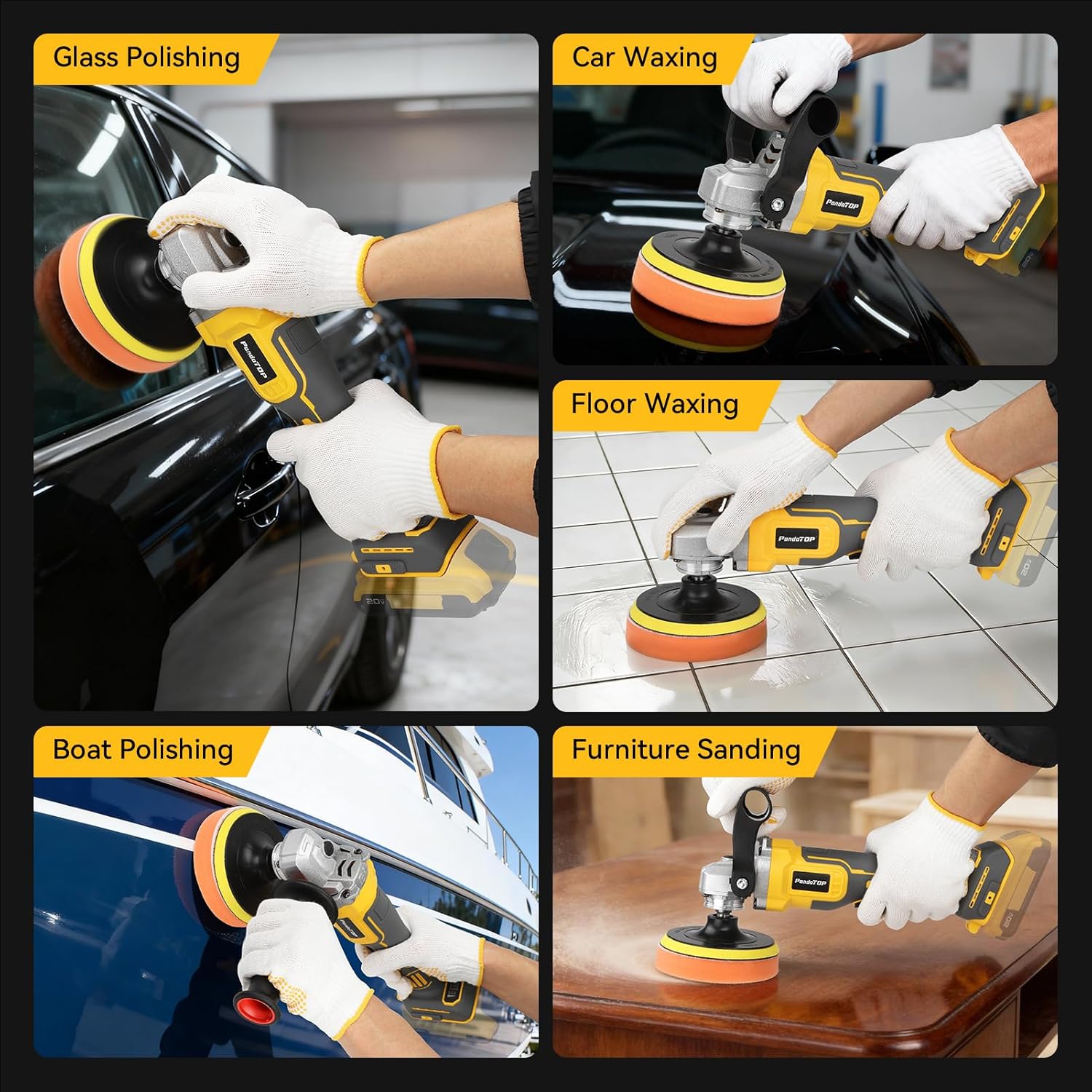 Cordless Buffer Polisher for De-walt 20v Max Battery, Brushless Rotary Car Buffer Polisher, Variable Speed 1000-6000 RPM, Detachable Handle Polisher for Car Detailing,Sanding Waxing (No Battery)