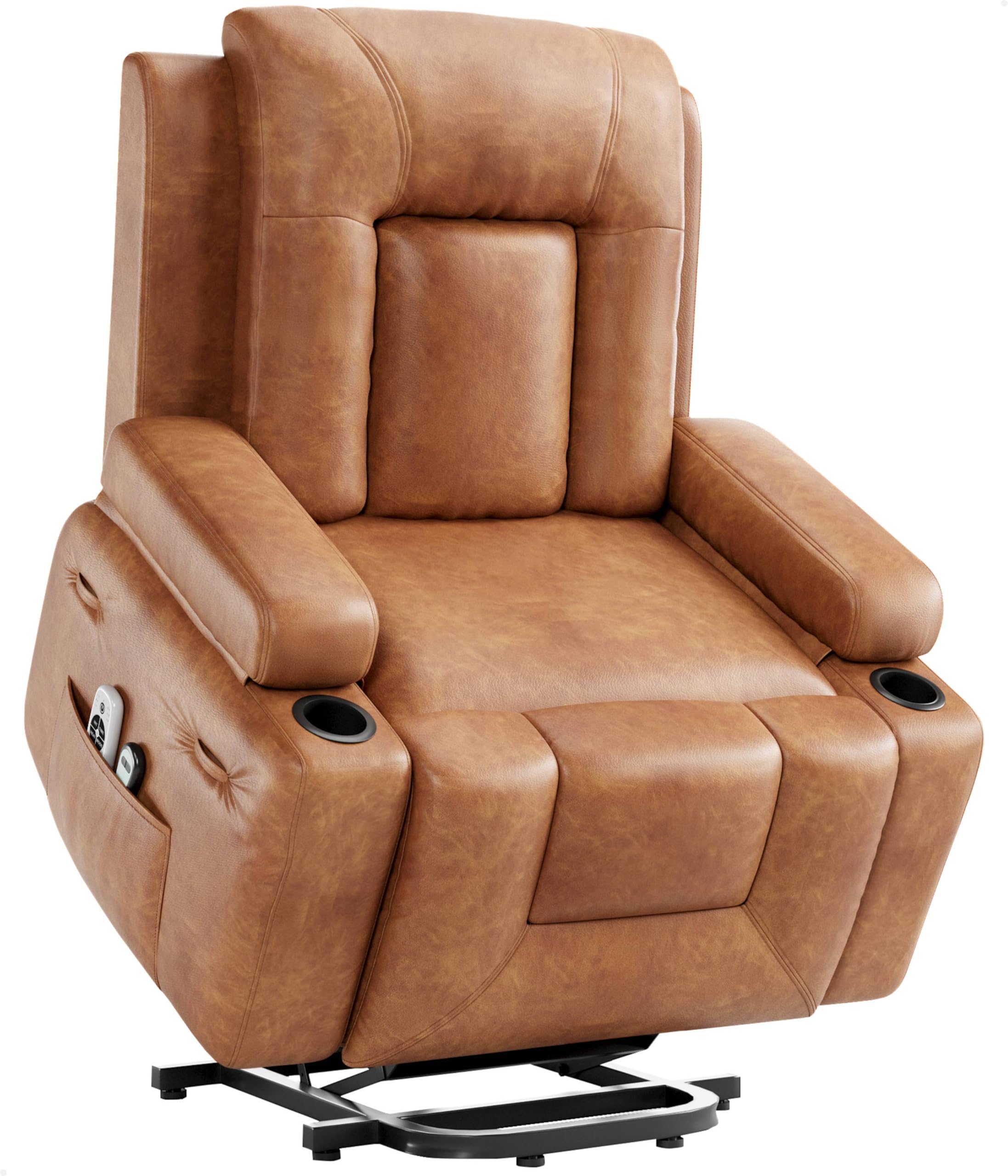 Garvee Oversized Power Lift Recliner Chair - Heat and Massage, PU Leather Electric Lift Recliner for Elderly & Mobility Impaired, Adjustable Back and