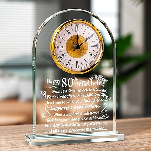 Vista 24 de Ornalrist Reloj de cristal de feliz cumpleaños 70 para mujeres, hombres, recuerdo de cumpleaños de 70 años para mamá, papá, padres, decoración