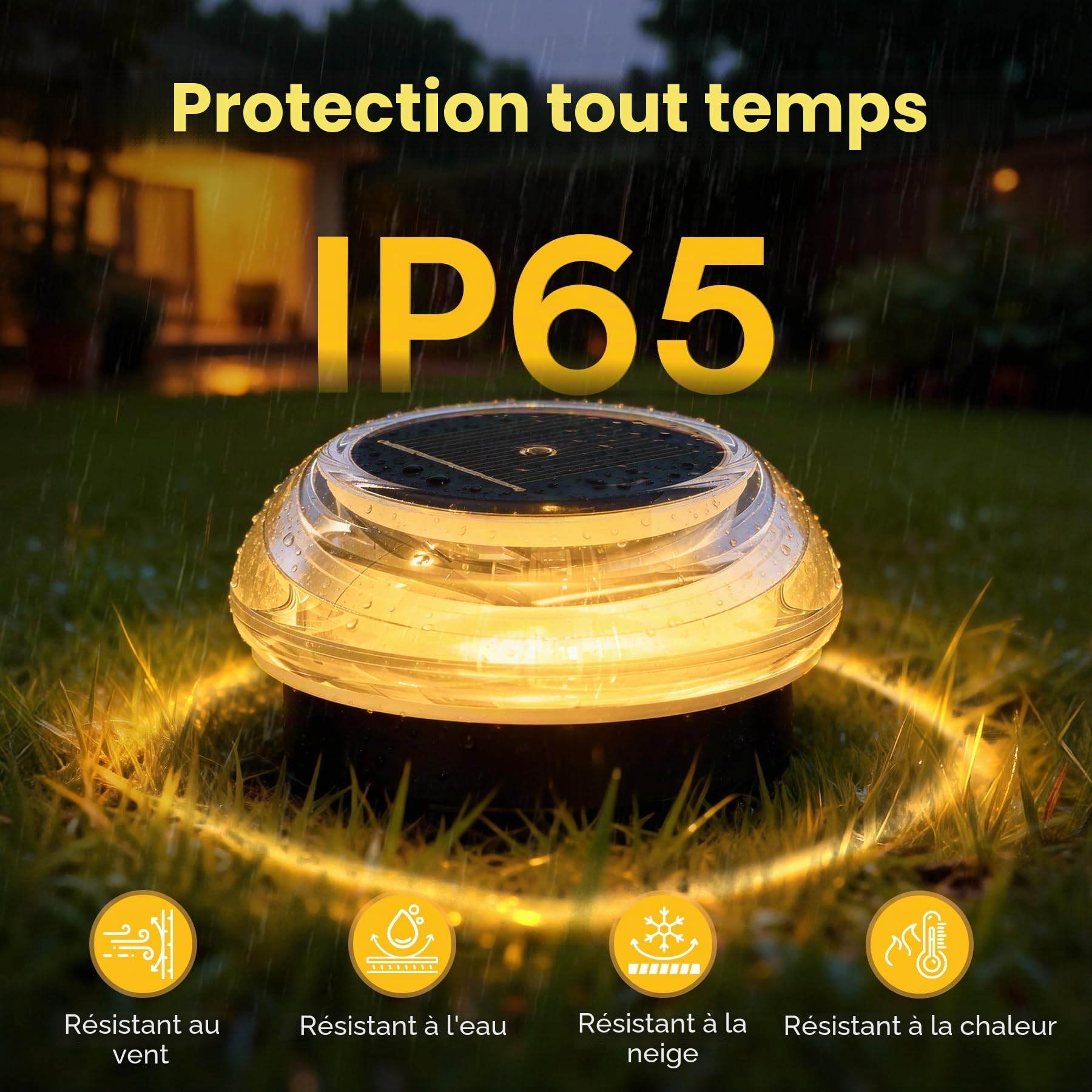 Lot de 12 Lampe Solaire Au Sol, IP65 Waterproof Jardin Eclairage Exterieur Solaire, Lumière Solaire Extérieure Ombre-Lumière, Spot Solaire Extérieur pour Chemins Pelouse Terrasse Piscine,Blanc Chaud