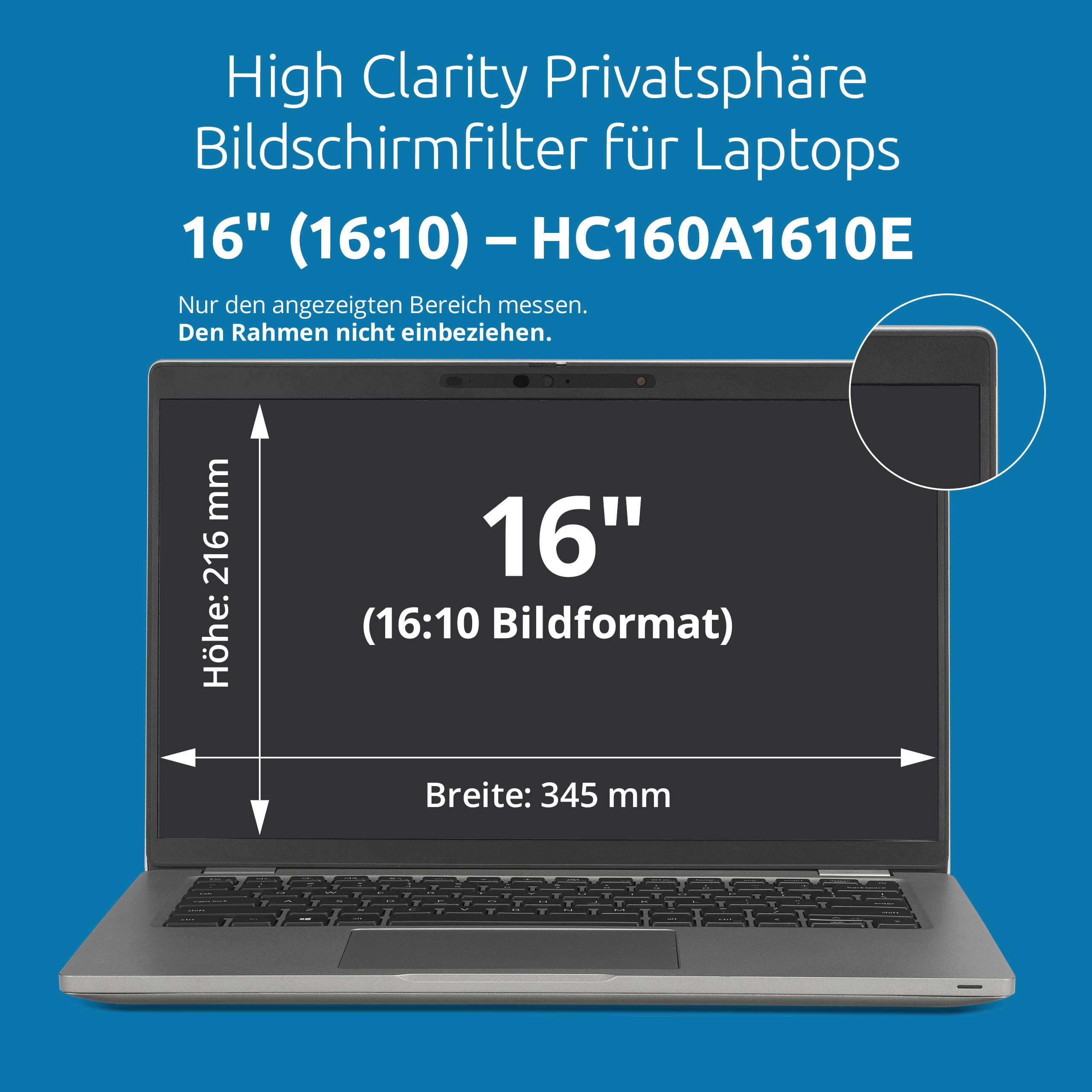 Kensington High Clarity Laptop Blickschutzfilter für 16 Zoll 16:10 Seitenverhältnis, Blaulichtfilterung, Anti-Blendung, Kratzfest, kompatibel mit ASUS HP Lenovo ACER Dell Laptops