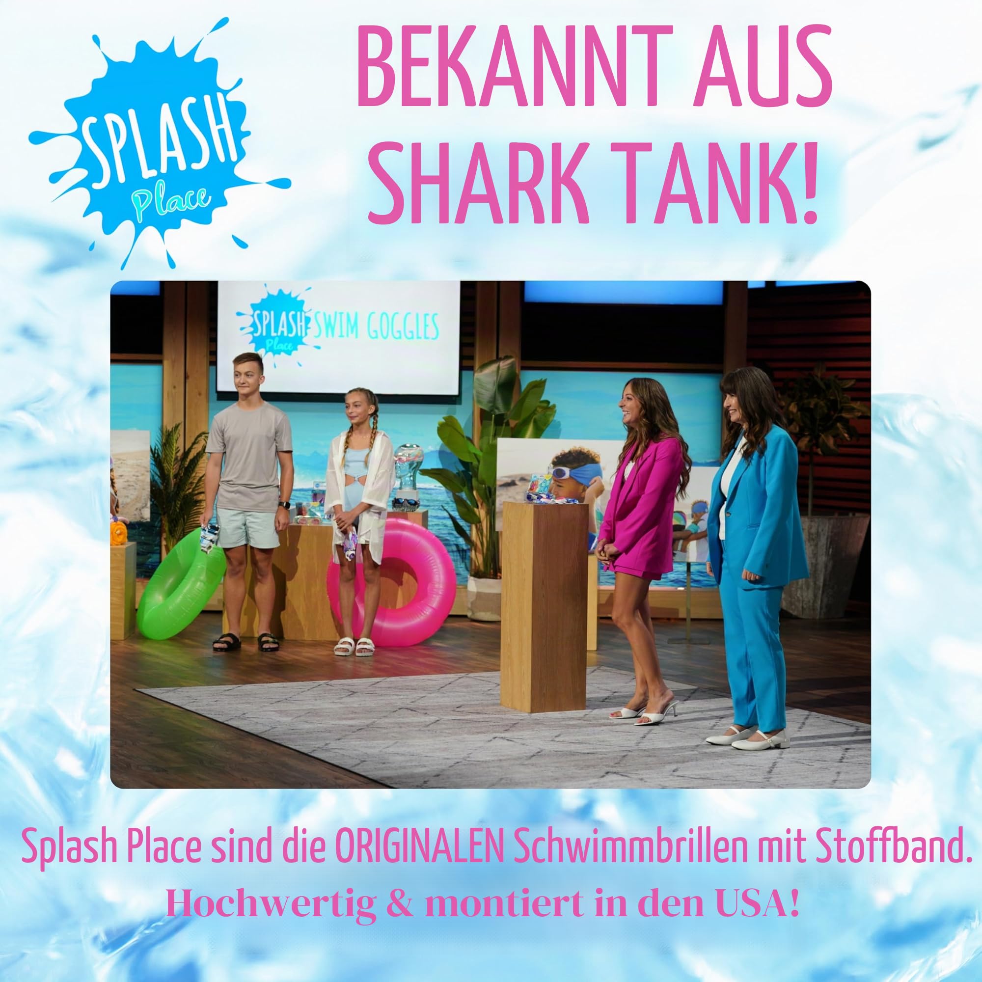 Splash Place Kinder-Schwimmbrille mit Stoffband – Meerjungfrau | lustig, modisch, bequem – verhedderungsfrei, Schwimmbrille für Kinder, bequeme Stoffband-Brille