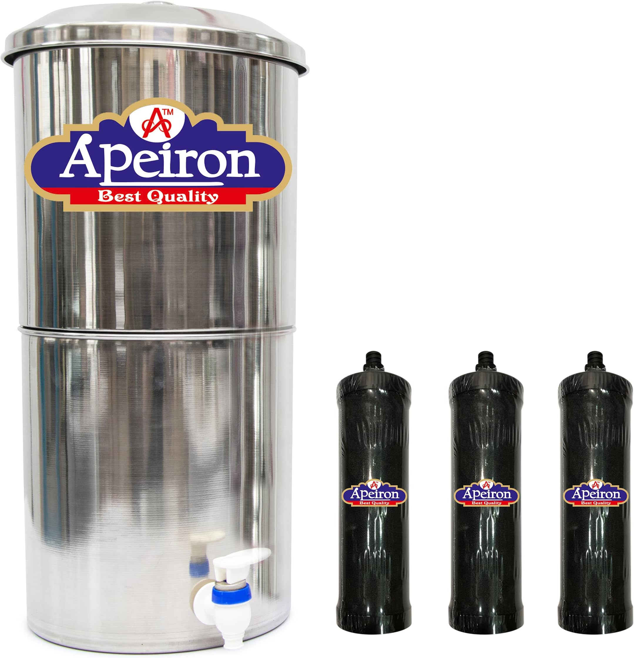 Apeiron Manual Non Electric Water purifier Water filter with Candleโฆ (27 Liter + 3 Carbon Candle)