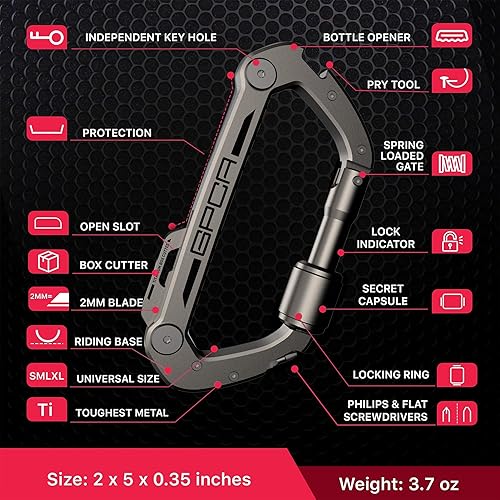Miniatura 3 de GPCA Clip de mosquetón para llavero, organizador de llaves, llavero, soporte para llaves de automóvil, equipo EDC multiherramienta con abridor de