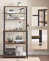 Vista 9 de VASAGLE Coffee Bar, 31.5 Inches Baker's Rack for Kitchen with Storage, 6-Tier Kitchen Shelves with 6 Hooks, Microwave Stand, Industrial, Rustic
