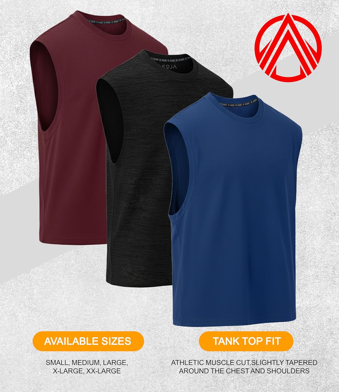 Men's Athletic Muscle Shirts (Dry Fit, 3-Pack) Moisture Wicking Sleeveless Performance Activewear Tank Tops for Gym - Image 7