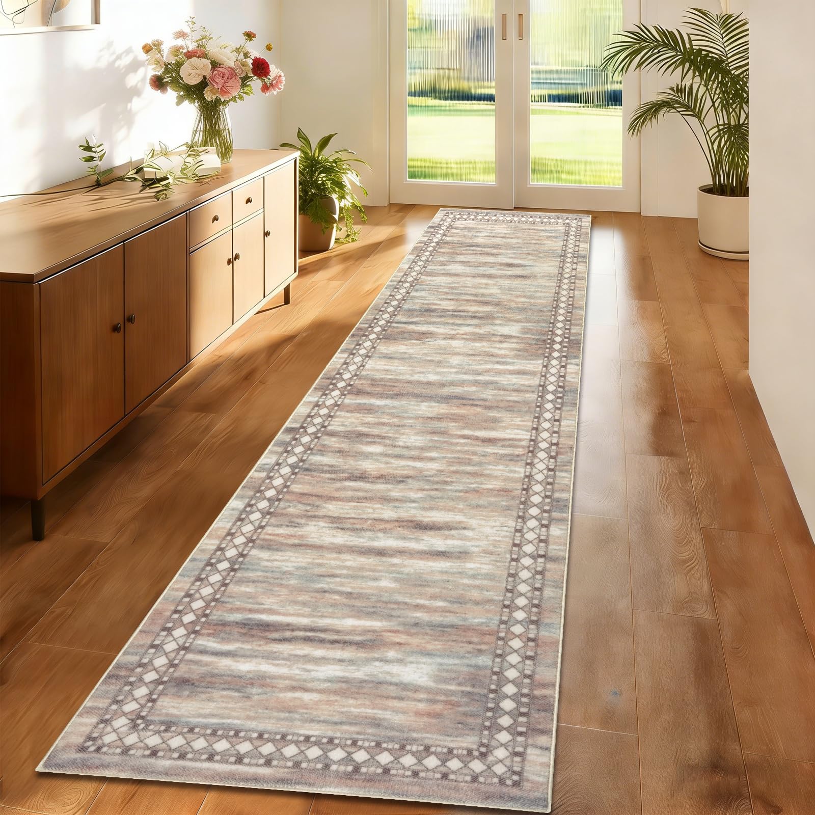 Homcomodar Extra Long Runner Rugs for Hallway 65x300cm Hallway Runner Beige Non Slip Carpet Runners for Hallways Entryway Bedroom Laundry Living Room Kitchen โ image 1