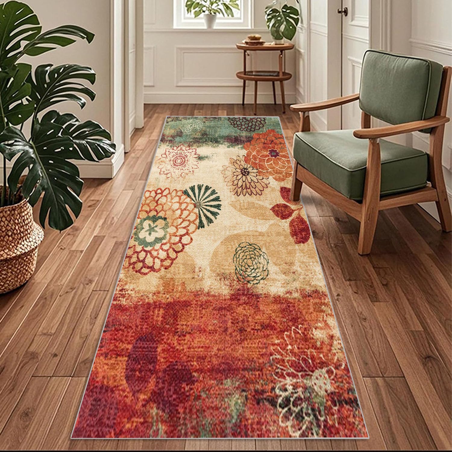 Siunwdiy Colourful Moroccan Carpet Runners for Hallways 90 x 320 cm Extra Long Hallway Runners Non Slip Runner Rugs for Kitchen Washable Hall Runner for Kitchen Bedroom Doorway Laundry Room