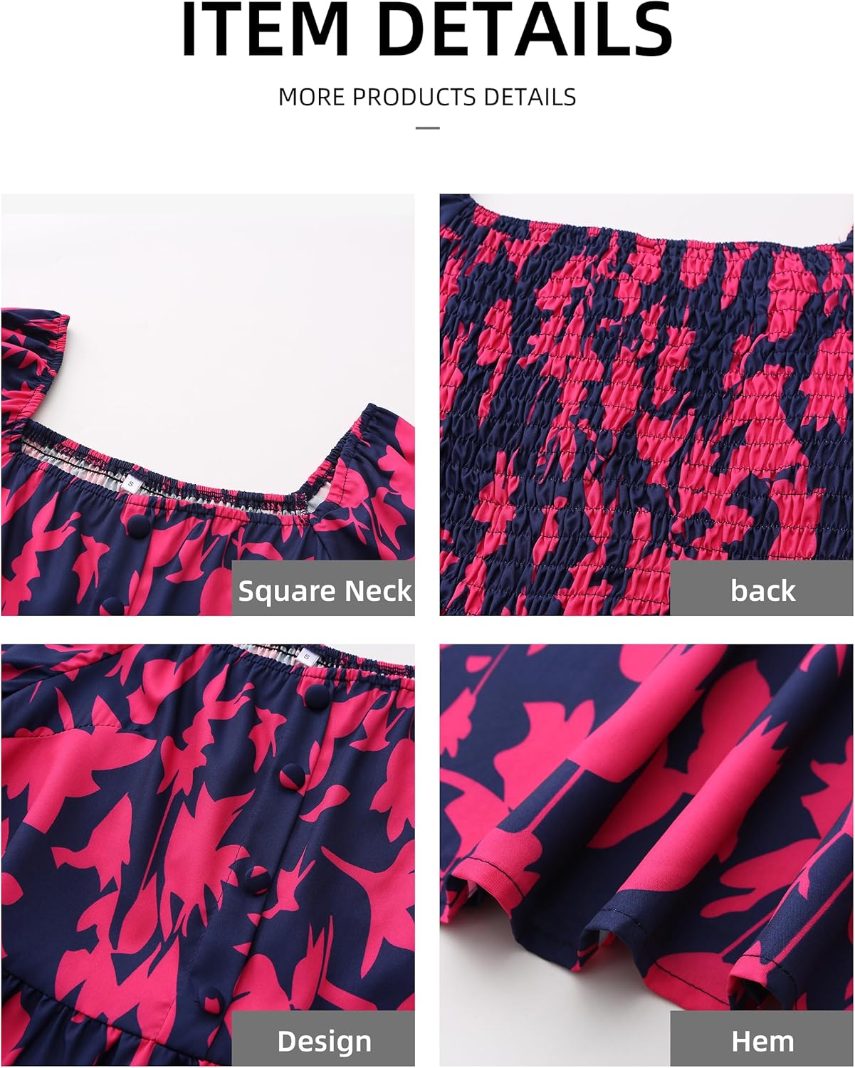 Women's Long Sleeve Button Decor Dress Boho Flowy Square Neck Maxi Dress 2025 Fall Casual Trendy Dresses - Image 6