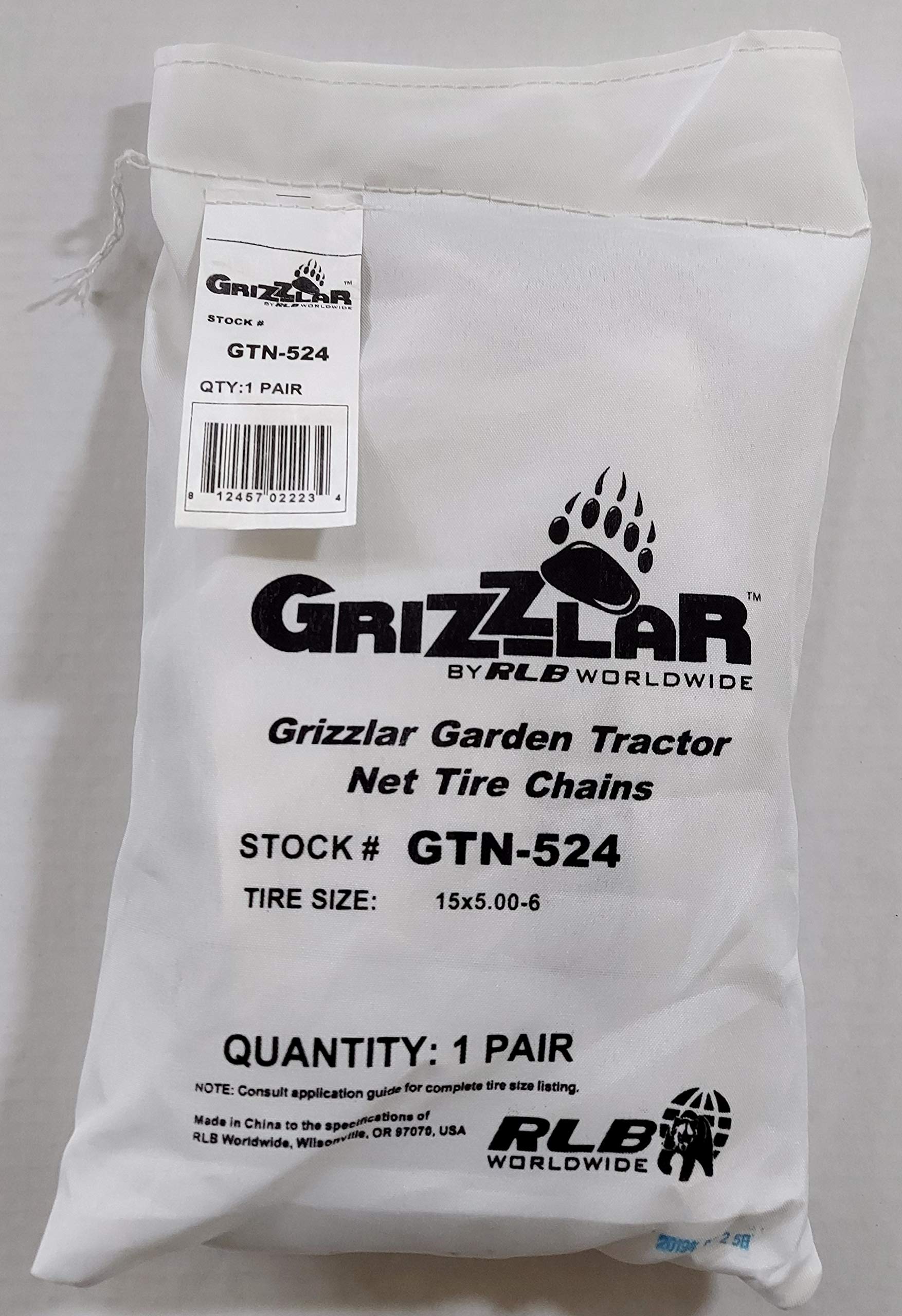 Grizzlar GTN-524 Garden Tractor/Snowblower Net/Diamond Style Alloy Tire Chains 15x5.00-6