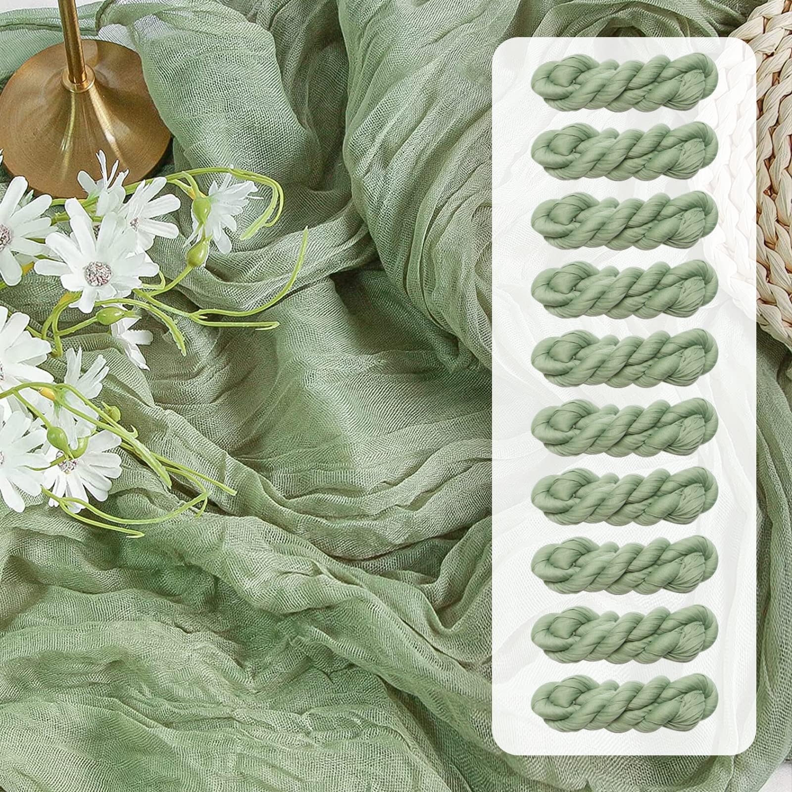 Amazon.com: FEXIA 10 Pack Sage Green Table Runner 35x120 Inches  display picture 1