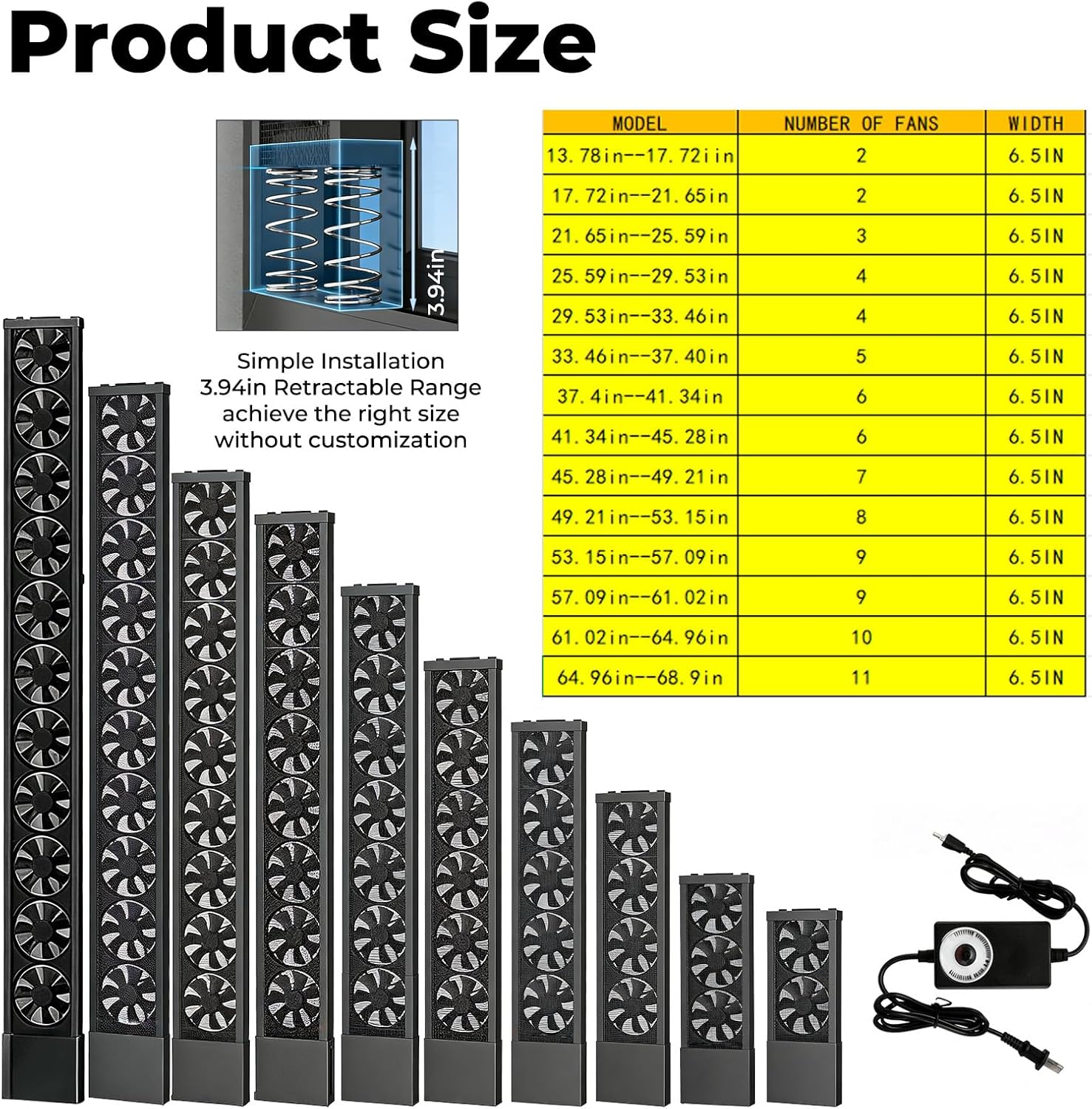 Vertical Window Exhaust Fan for Sliding Windows-Easy Tool-Free Installation, Adjustable Speed with Reversible Airflow, Slim Design Bedroom Kitchen Office, Alternative to AC and Household Fans