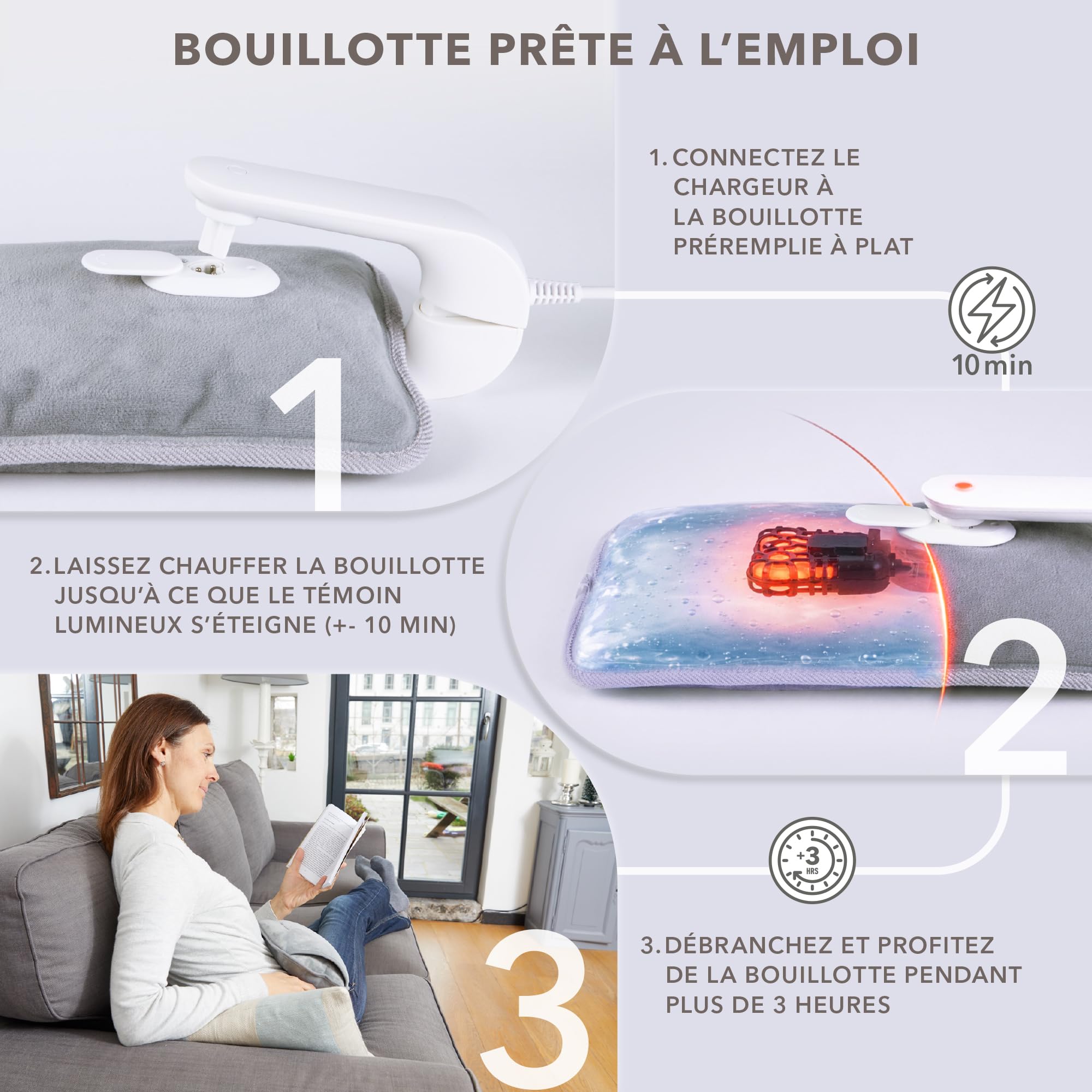 LANAFORM - Hand Warmer (Grey) - Bouillotte Électrique Chauffante - Chauffe Mains Et Pieds Portable - Autonomie De Plus De 3 Heures - Poche Spécifique Pour Les Mains - Matière Douce Et Confortable