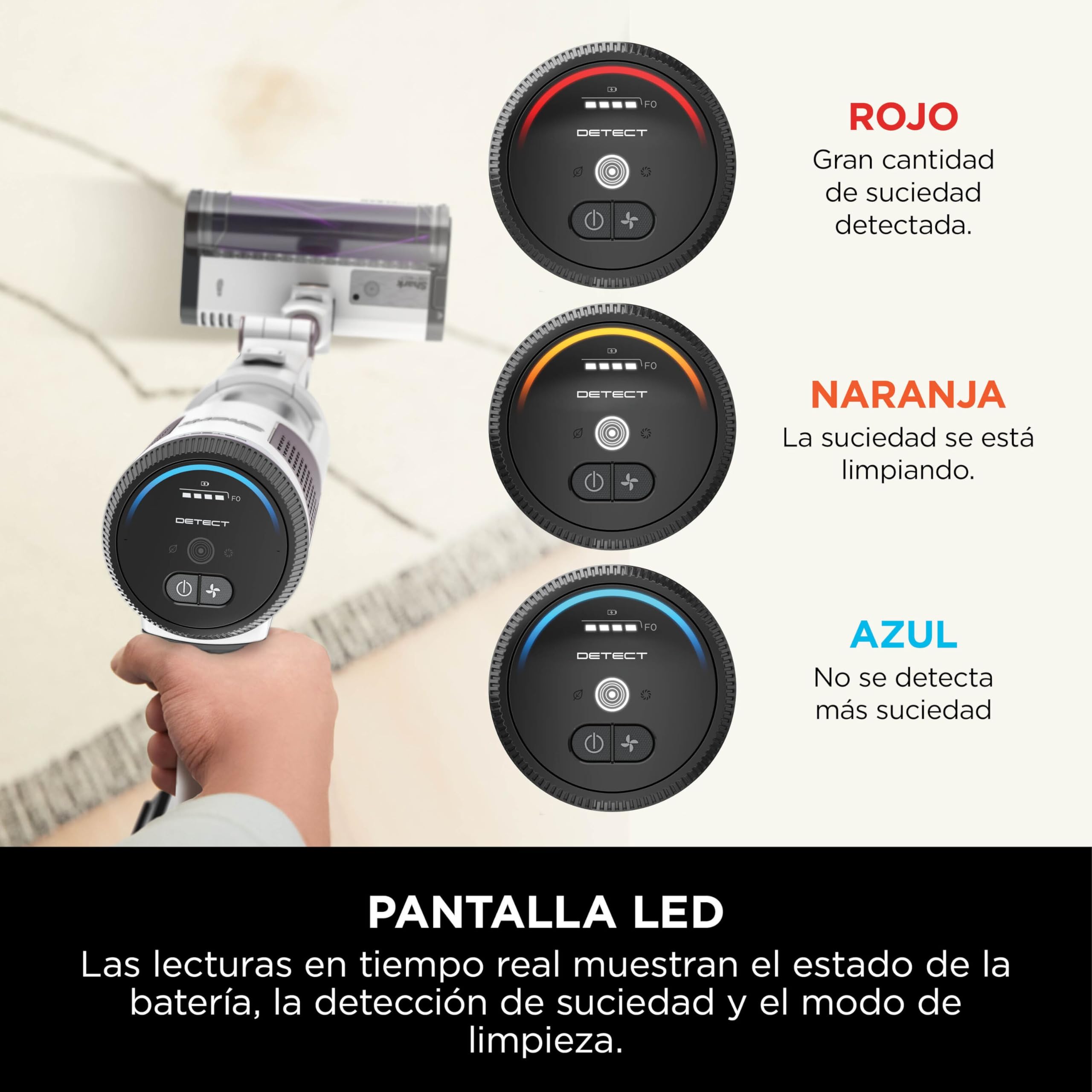 Shark Detect Clean & Empty, Aspiradora sin Cable y sin Bolsa, IW3613EUT | Tecnología Dirt Detect y Base de Autovaciado de 2L, 60 Min. Autonomía, Anti Hair Wrap y Boquilla Estrecha y Cepillo, Blanco