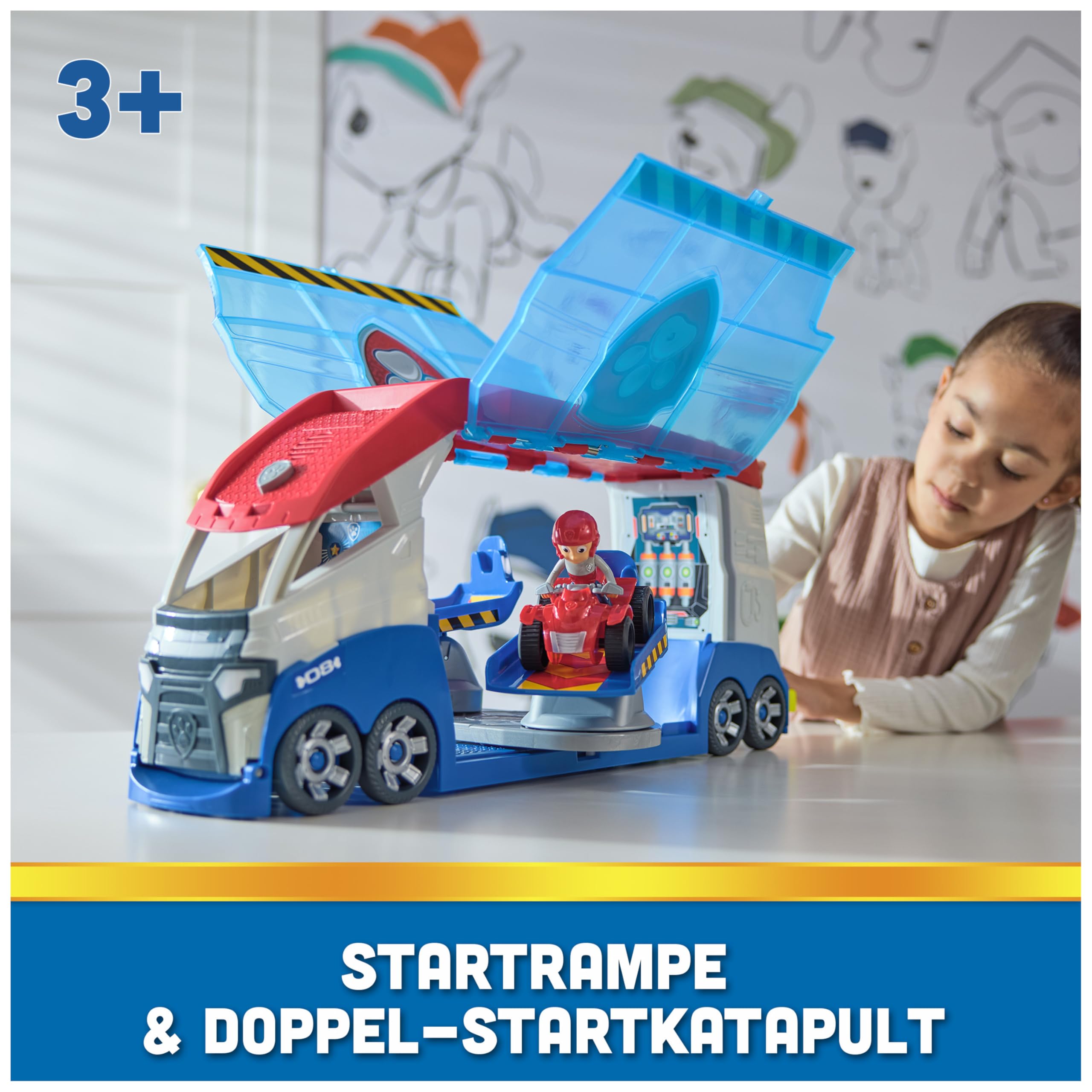 PAW PATROL Launch'n Rescue Patroller Teamfahrzeug 55,8 cm mit Ryder-Figur und Quad-Basisfahrzeug