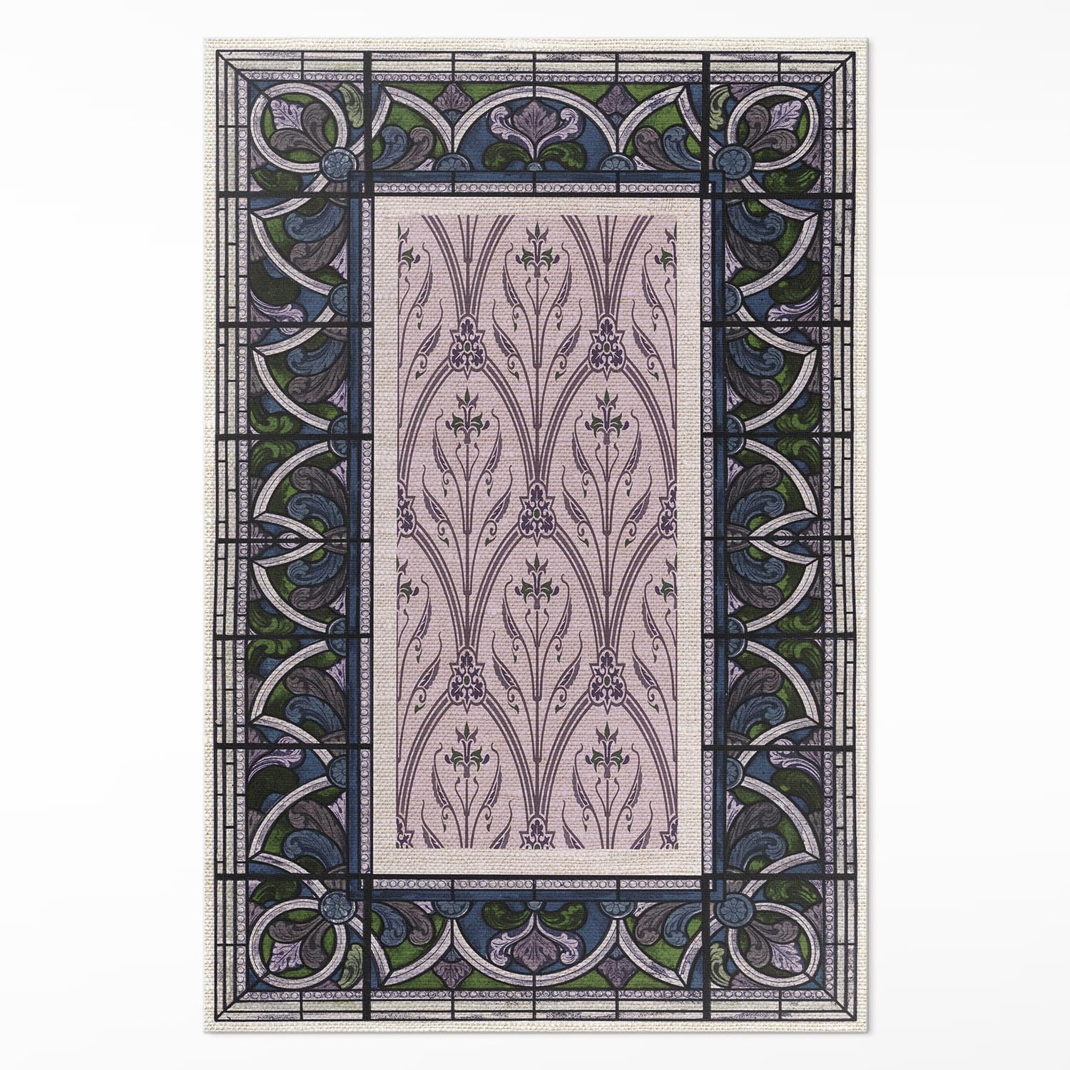 Tapis de cuisine en PVC lavable 100x150 au style vitrail pour salon et chambre