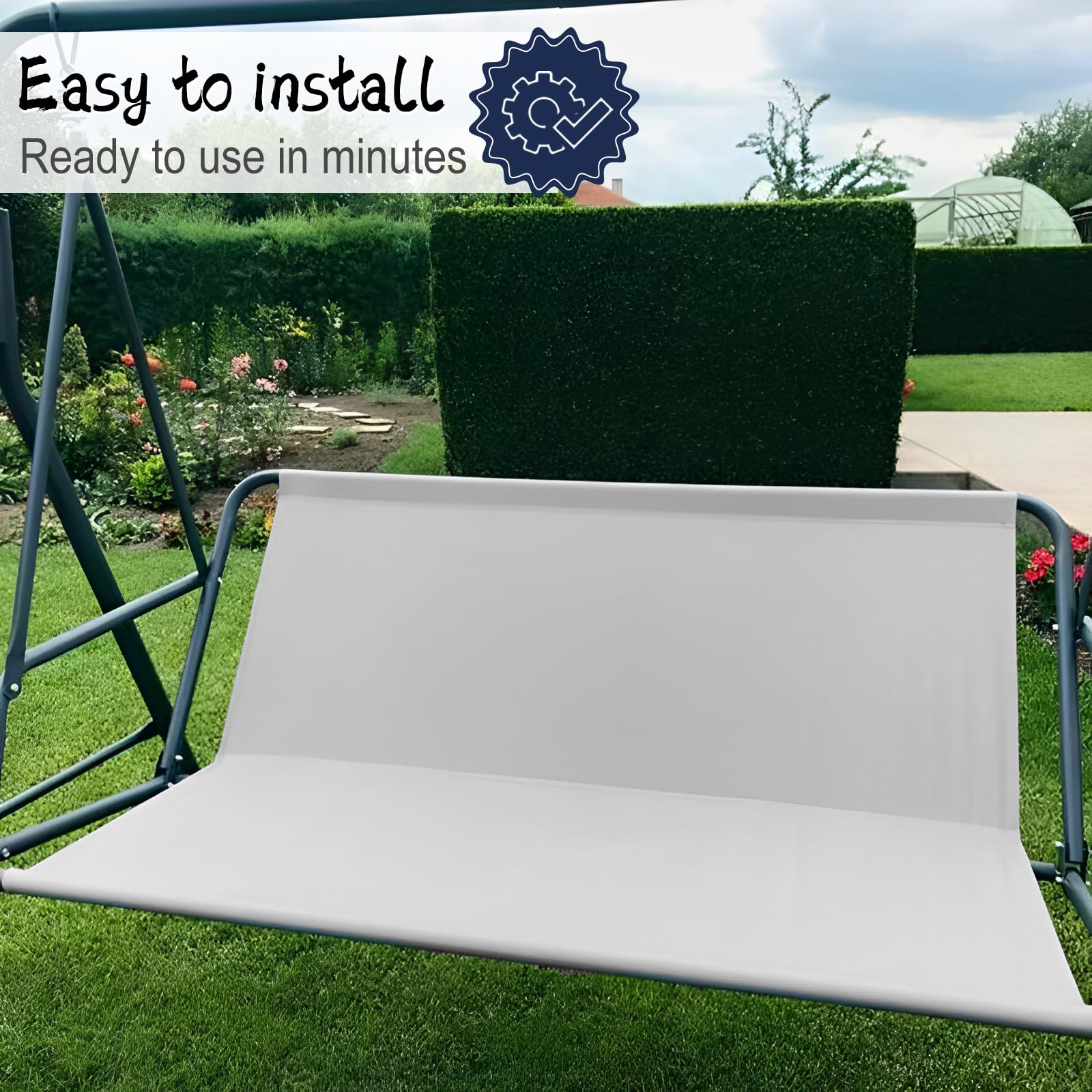 Piezas de repuesto para columpio de jardín, impermeable, funda para silla de jardín, funda para columpio de jardín, color gris, 115 x 48 x 48 cm