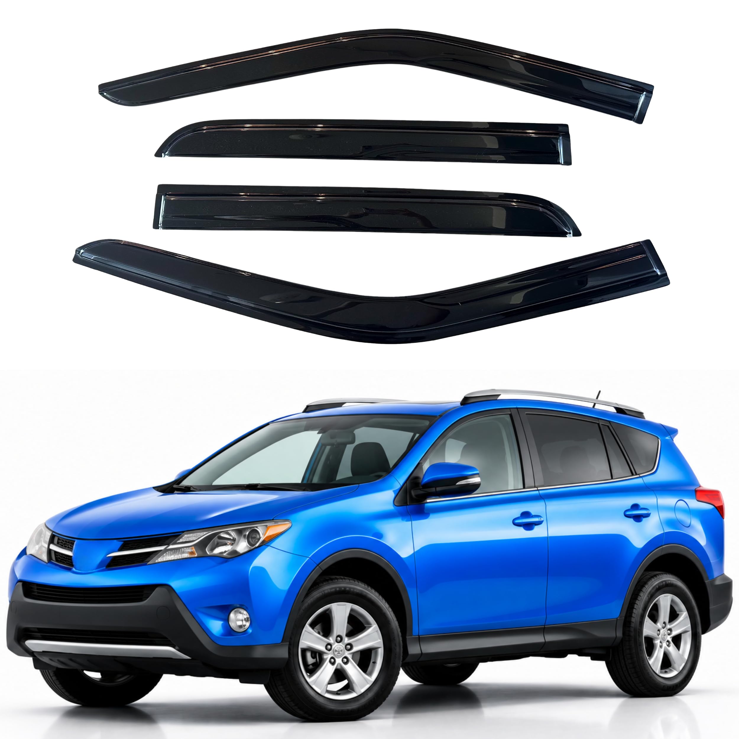 IG Window Visors Fit for 2013-2018 Toyota RAV4, Out-Channel Rain Guards Vent Wind Deflectors 4PC, Car Accessories for 13-18 RAV4