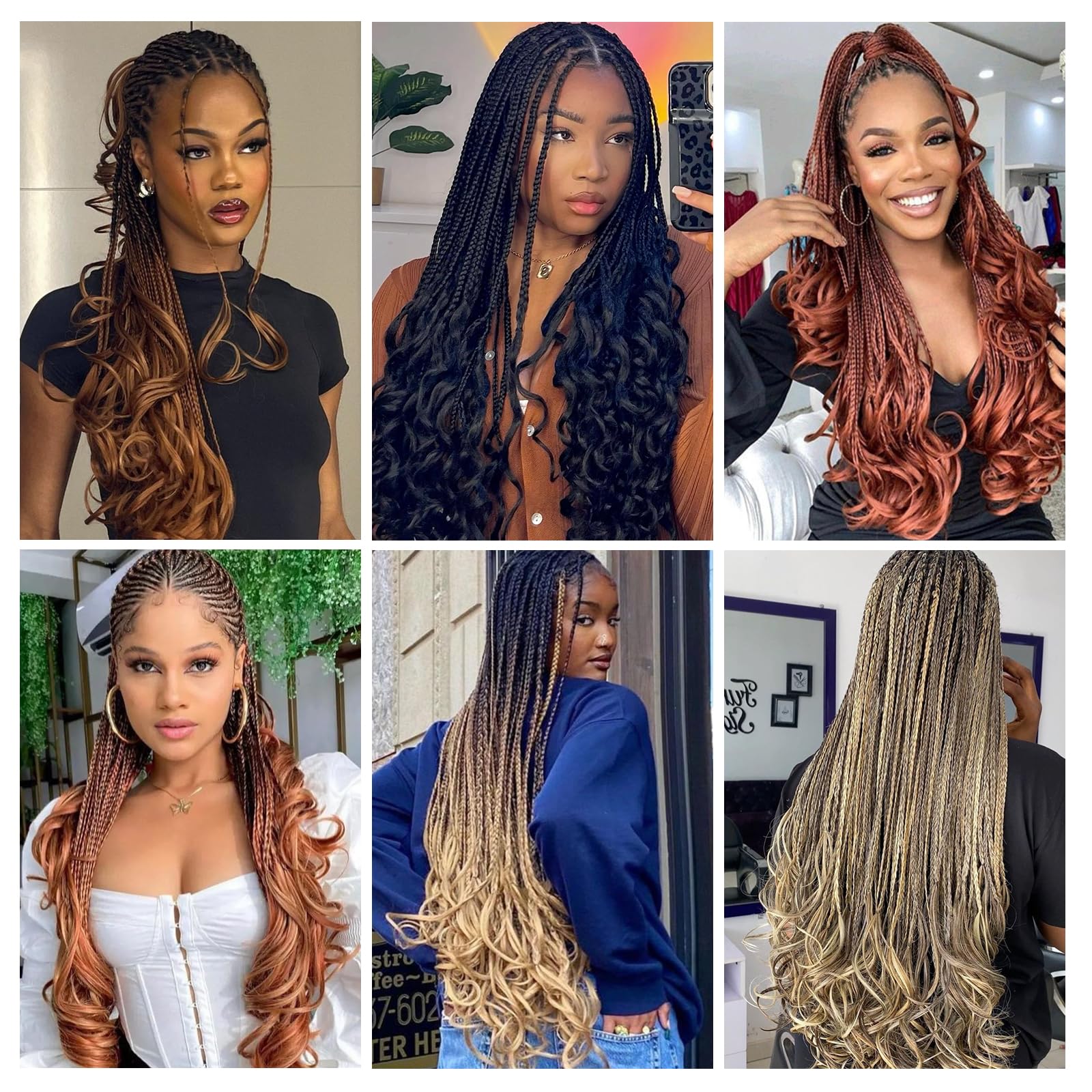 Curly Braiding Hair 24 Inch 8 Pack Bouncy French Braiding Hair extensions French Wavy Synthetic Crochet Hair Extensions (24 inch,27-33#)