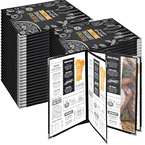 Miniatura 8 de Henoyso 20 fundas transparentes de menú de 8.5 x 11 pulgadas, 4 páginas, 8 vistas, libro transparente para restaurante, se adapta a papel de tamaño