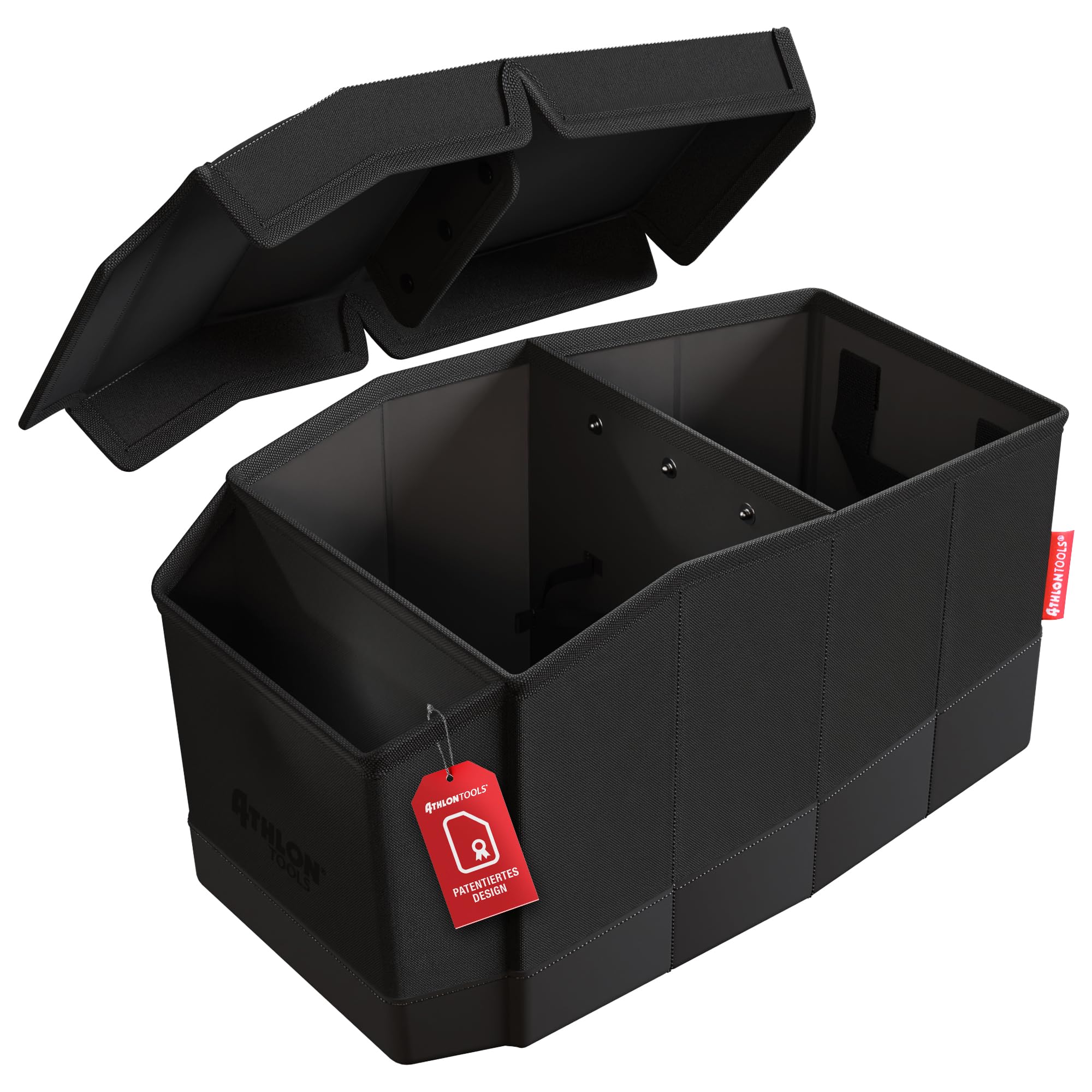 ATHLON TOOLS Mittelsitz-Organizer mit Deckel Auto Kiste Magnetverschluss Schwarz