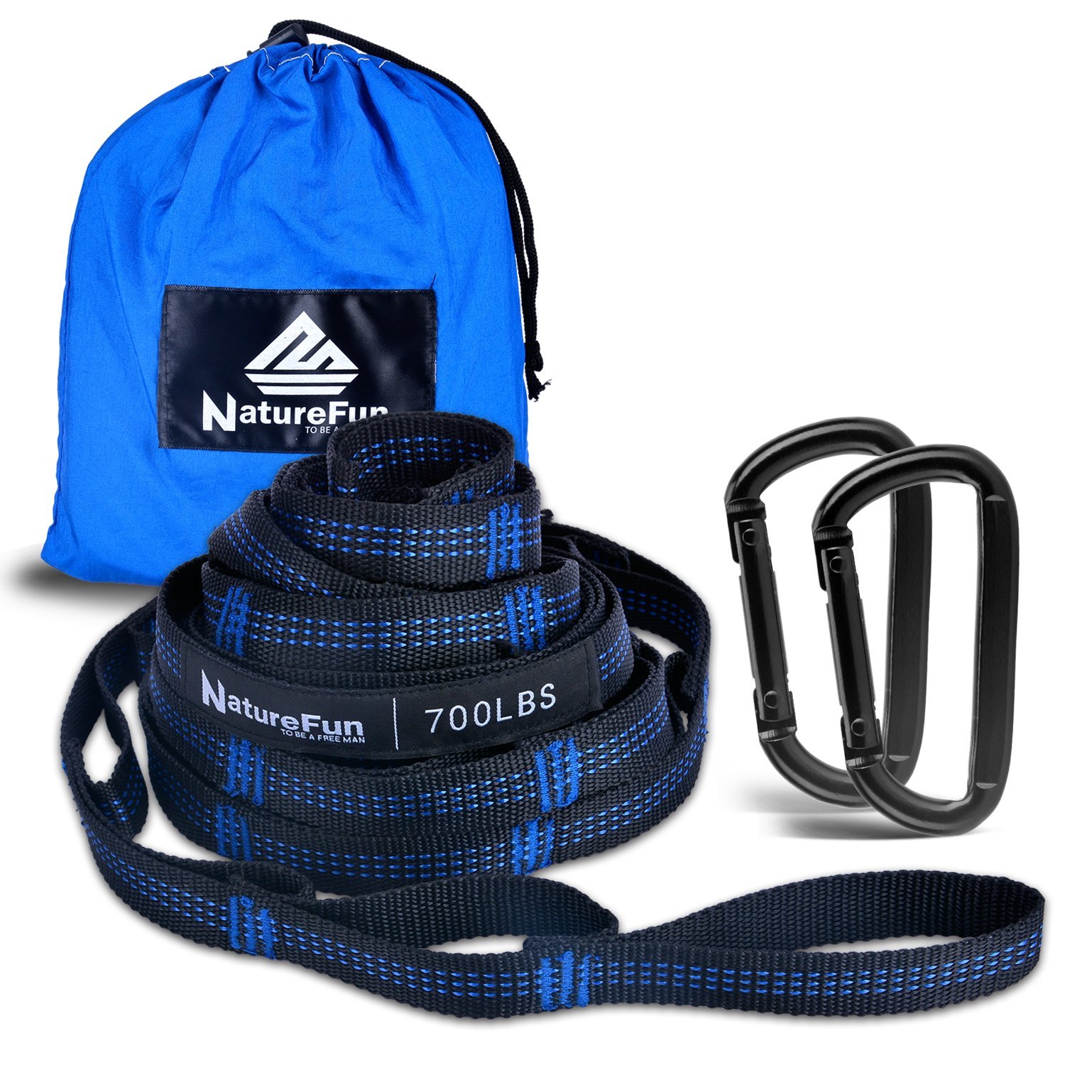 NATUREFUNCamping Hammock Accessories Suspension System Hammock Tree Straps 2000+ lbs Heavy Duty With 18 Loops,100% No-Stretch Polyester,2 Pack