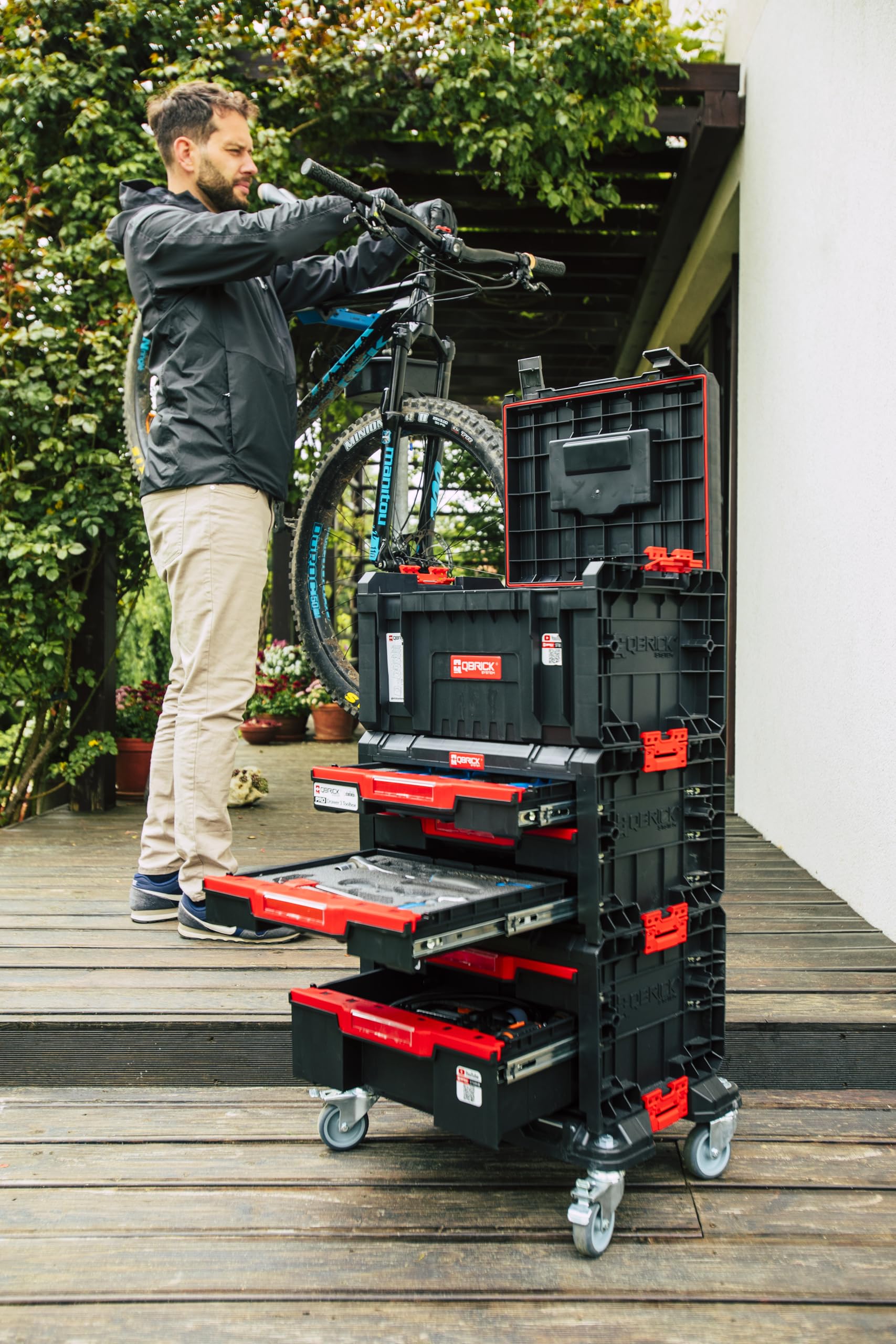 Qbrick System Plataforma De Transporte Carrito con Ruedas Capacidad 100 kg 506 x 325 x 140 mm Negro Rojo Pro