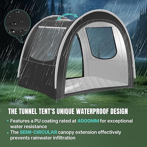 Miniatura 5 de Tienda de campaña para túnel y camping, 82 x 71 x 65 pulgadas, 234 personas, diseño de tres capas con malla  PVC  tela Oxford Glamping tienda,