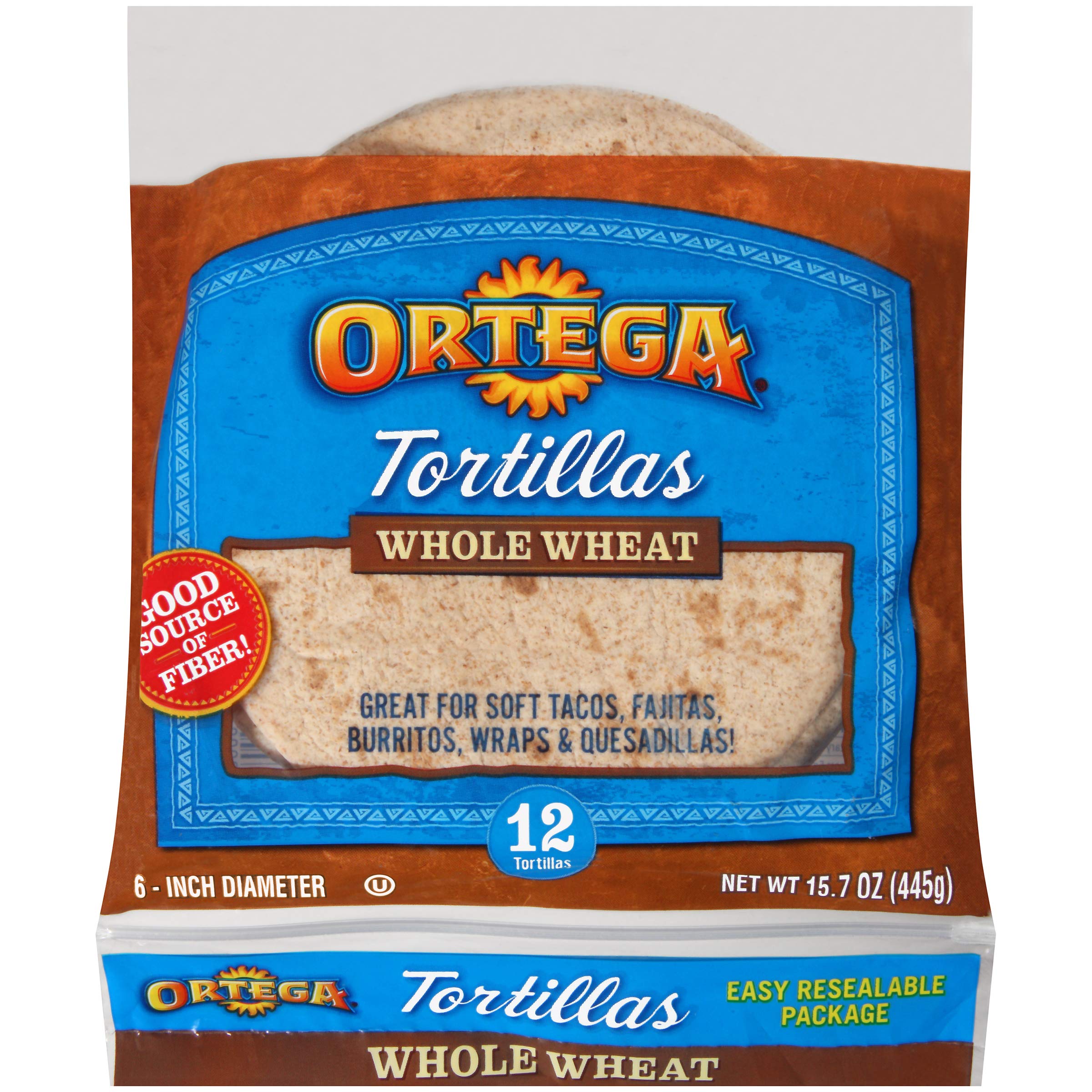Ortega Tortillas, Whole Wheat, 6 Inch, 12 Count (Pack of 12)