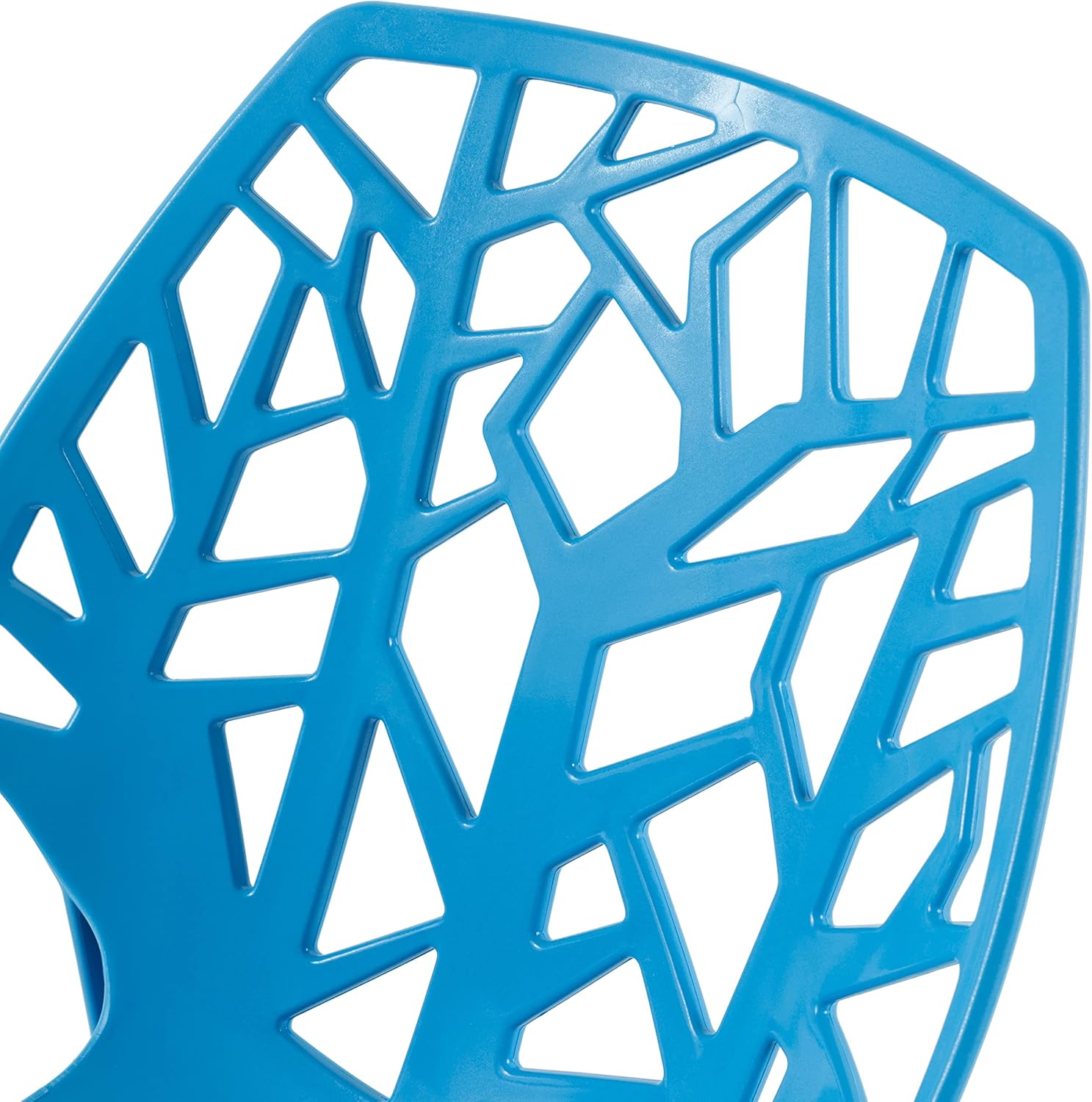 LeisureMod Cornelia Stackable Dining Chair in Solid Green Set of 2 - Modern Spring Cut-Out Tree Design Acrylic Armless Accent Side Chair for Kitchen, Living Room, and Dining Area