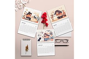 Kawaii Girl and Cat Pocket Calendar 2024