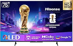 Hisense Smart TV UHD 4K QLED 75" Polegadas 75Q7QG Google TV Modo Jogo Pro 144 Hz, AMD FreeSync Premium, Dolby Vision Atmos e Compatível com Alexa
