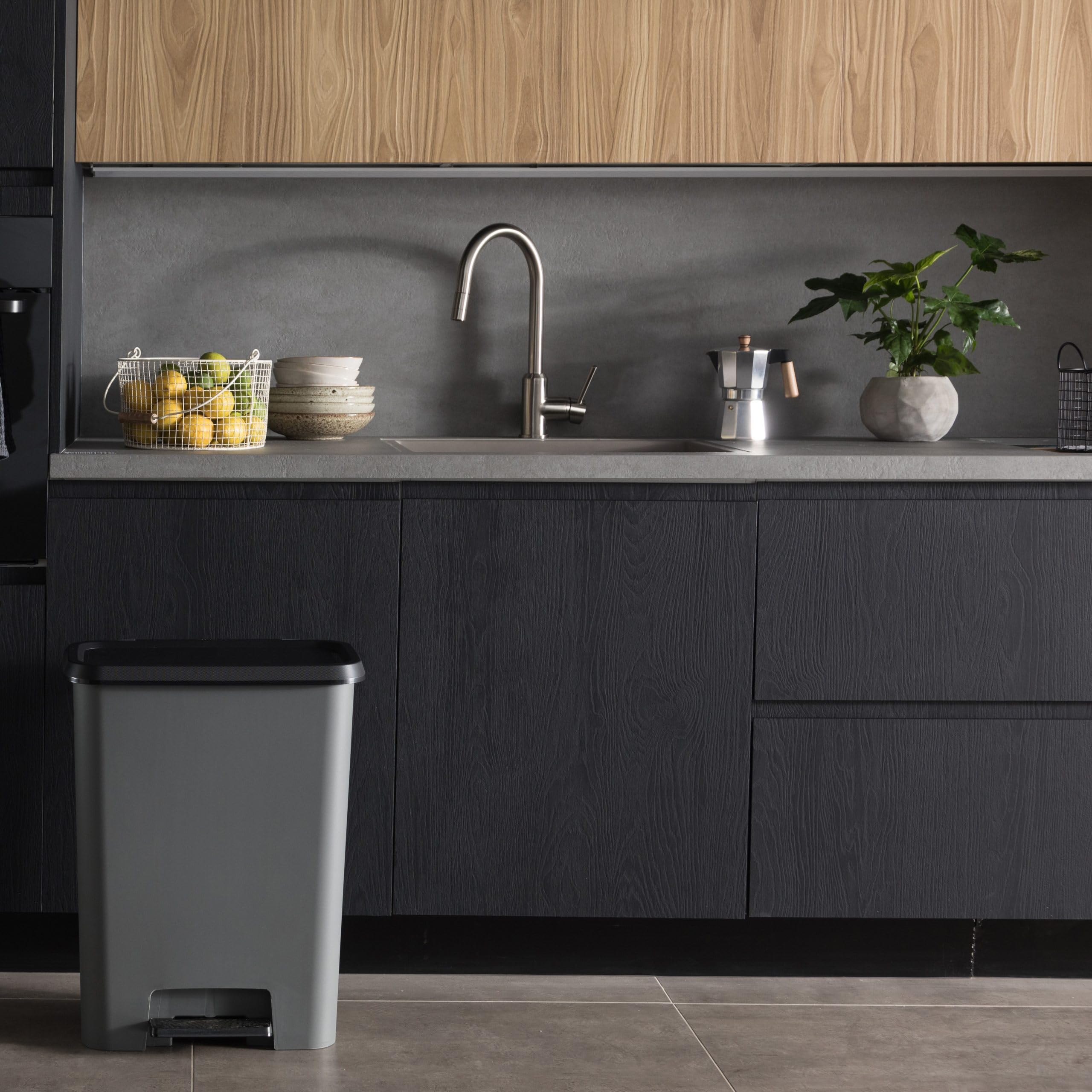Keter Compatta Duo 23+23l Pattumiera, 46 Litri, Plastica, Grigio