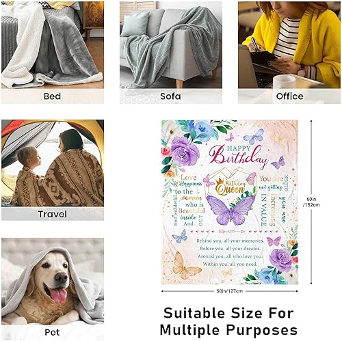 Miniatura 4 de Regalos de cumpleaños para mujeres, regalos de feliz cumpleaños para mujeres, manta de amistad de 50 x 60 pulgadas, las mejores ideas de regalos de