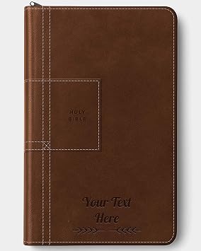 Personalized NLT Bible with Engraved Name, Atlas Rustic Brown Thinline Reference Zipper Edition, Faux Leather, New Living Translation