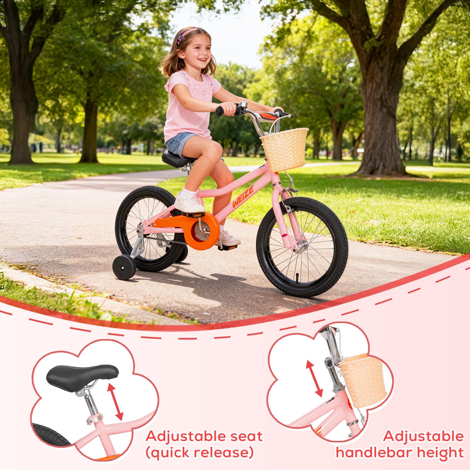 WEIZE Kids Bike, 16 20 Inch Children Bicycle for Boys & Girls Ages 4-12 Years Old, Rider Height 41-62 Inch, Adjustable Seat & Handlebars, Coaster Brake, Multiple Color Options