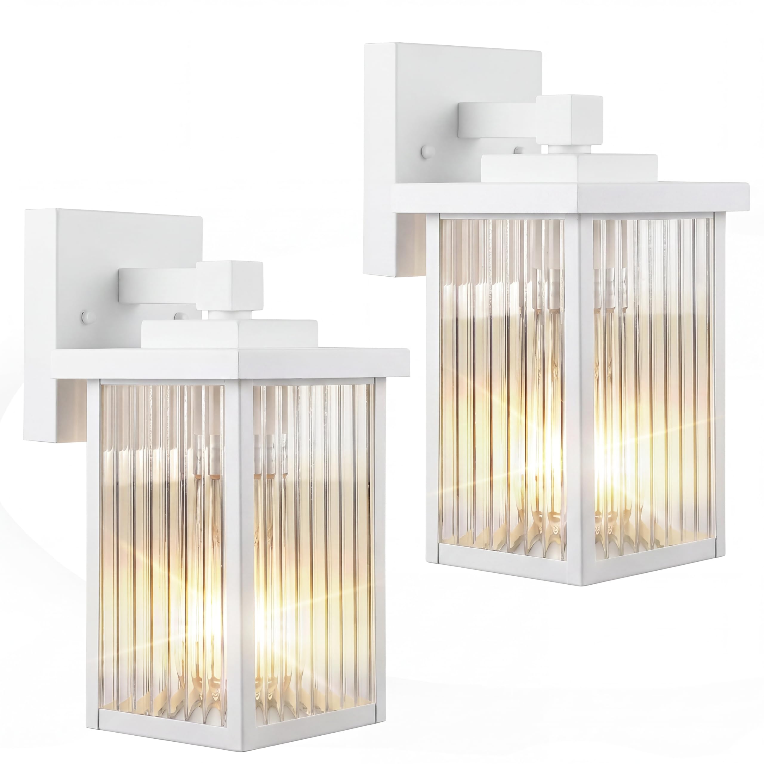 2 Pack White Porch Light, Rust-Resistant Outdoor Wall Light