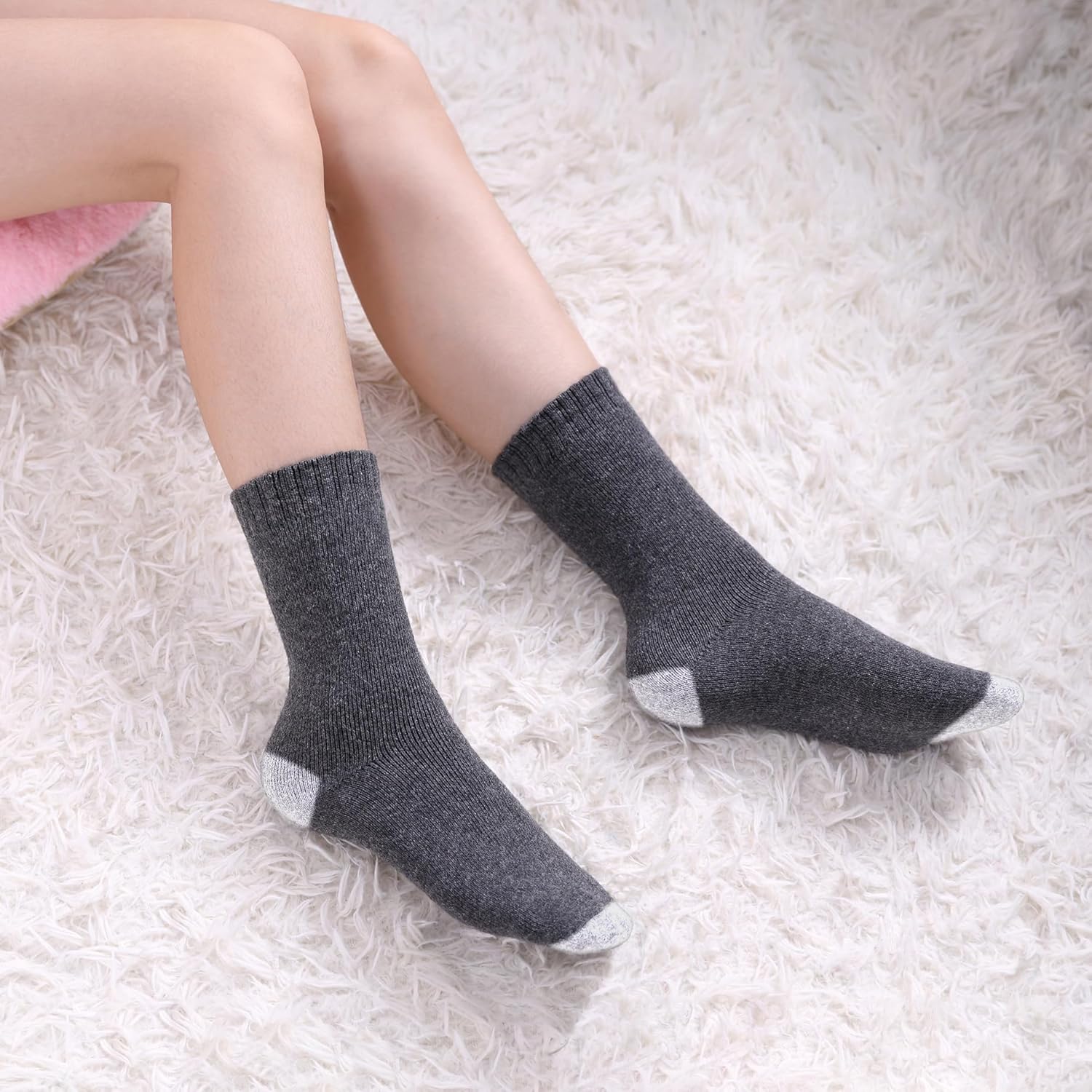LINEMIN Wool Socks for Women Winter Warm Hiking Thick Warm Cozy Boot Crew Gift Socks 5 Pairs - Image 2