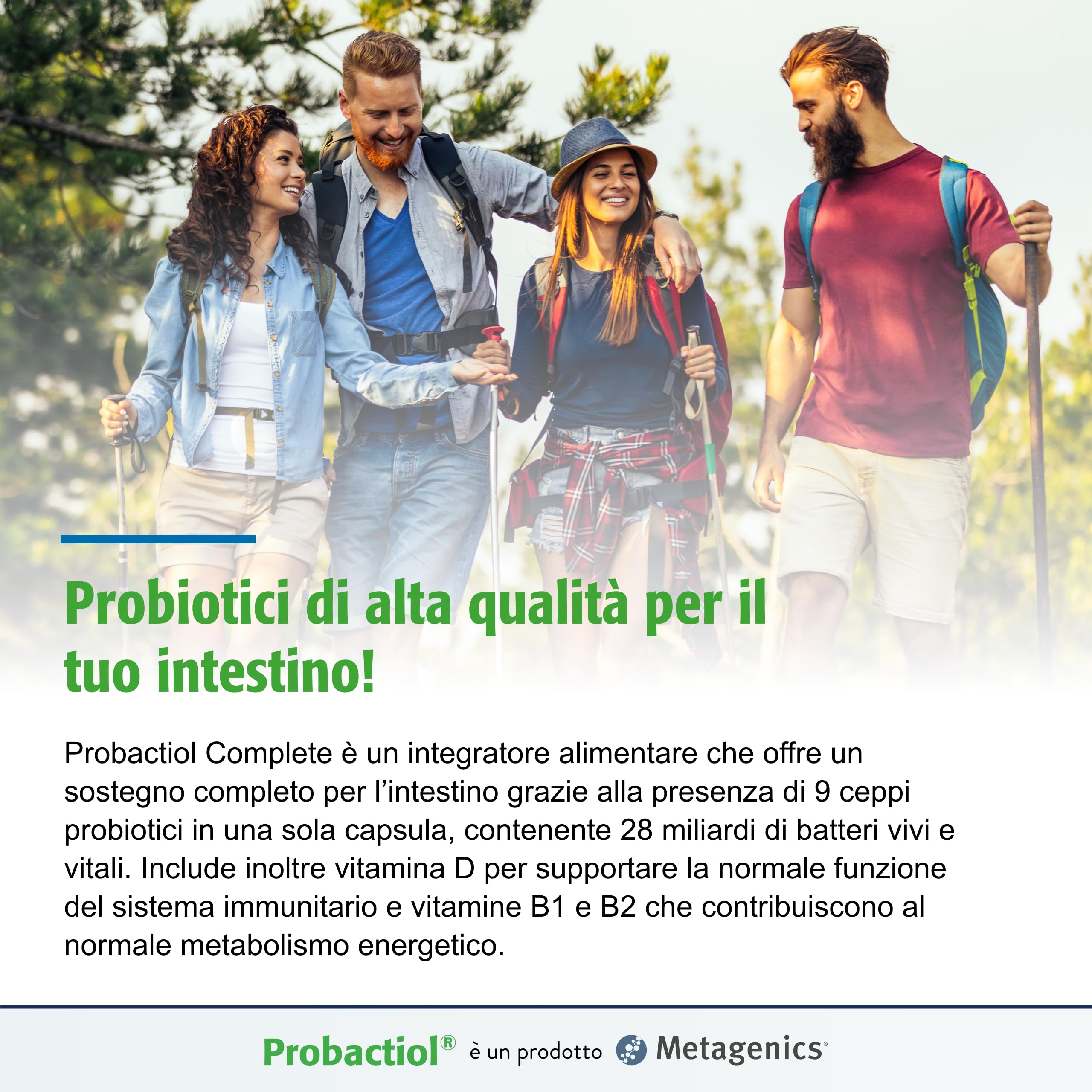 Metagenics Probactiol Complete - Combinazione di 9 Ceppi Probiotici per Migliorare l'Equilibrio della Flora Intestinale - 30 Capsule