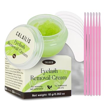 CALAILIS Lash Remover for Lash Extensions Low Irritation Eyelash Extension Remover for Sensitive Skin Quick Dissolves Lash Extension Remover Kit for Professional or Salon Use 10g, Aloe